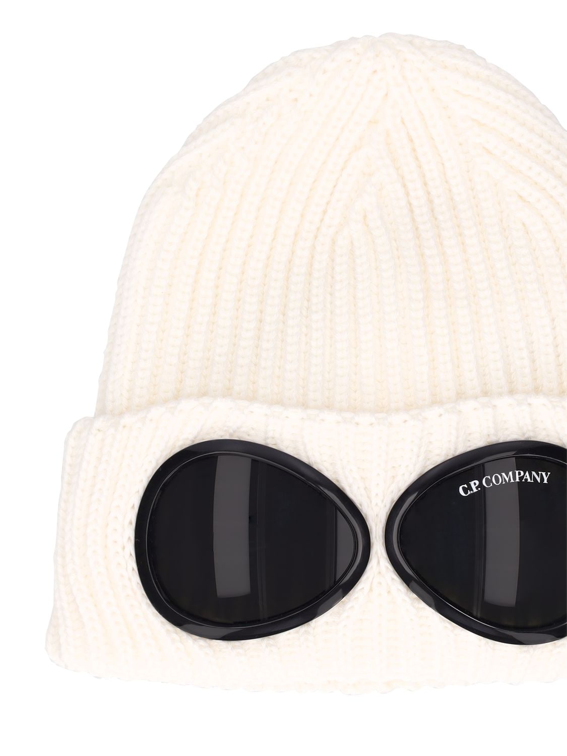 cp company goggle beanie white