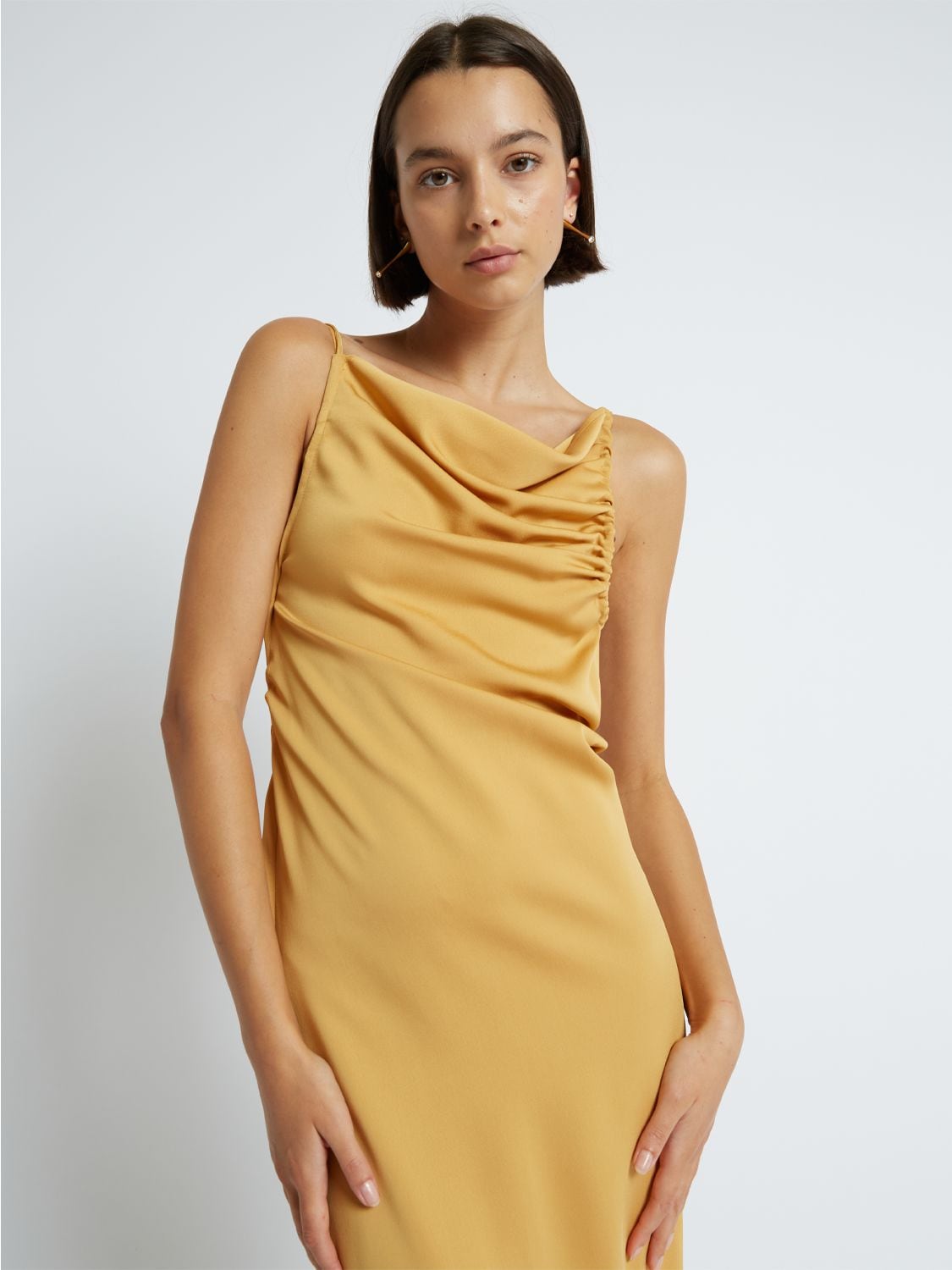 Christopher Esber Stretch Viscose Draped Backless Dress In Yellow
