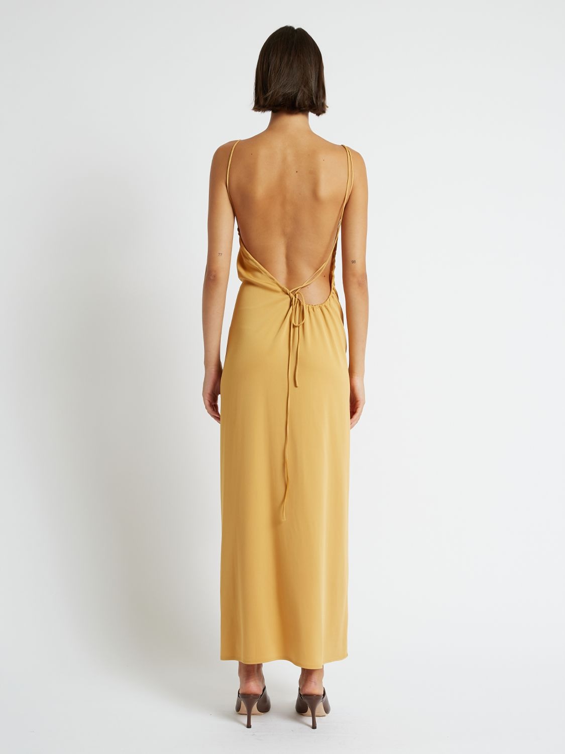 Christopher Esber Stretch Viscose Draped Backless Dress In Yellow