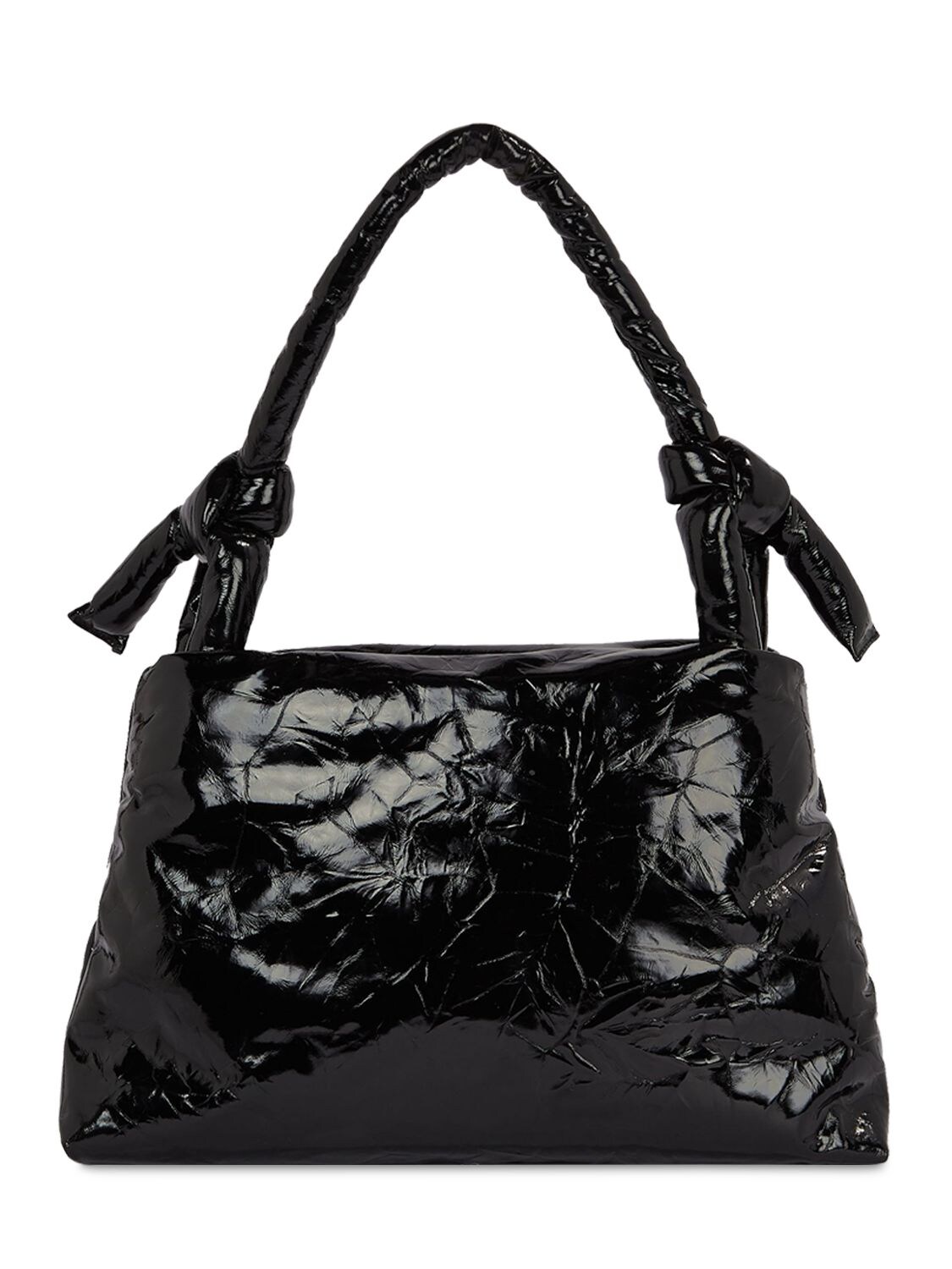 Kassl Editions Lady Leather Lacquer Shoulder Bag In Black