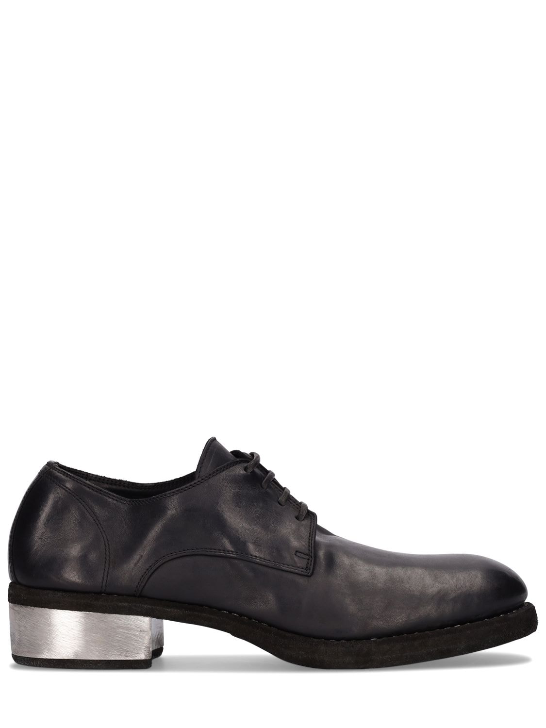 Guidi 1896 - Derby leather lace-up shoes w/metal heel - Black ...