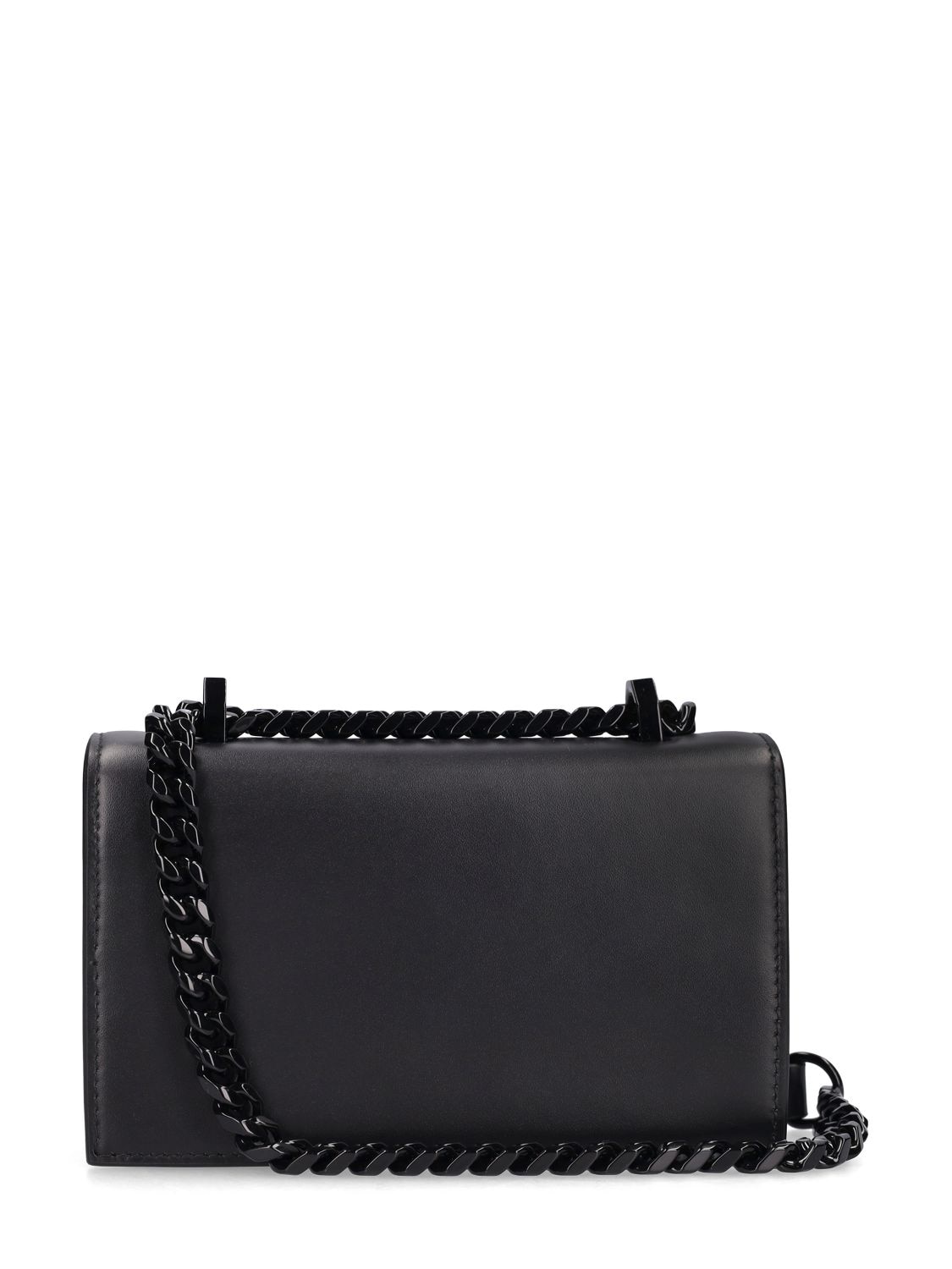 Shop Alexander Mcqueen Mini Jewelled Satchel Leather Bag In Black