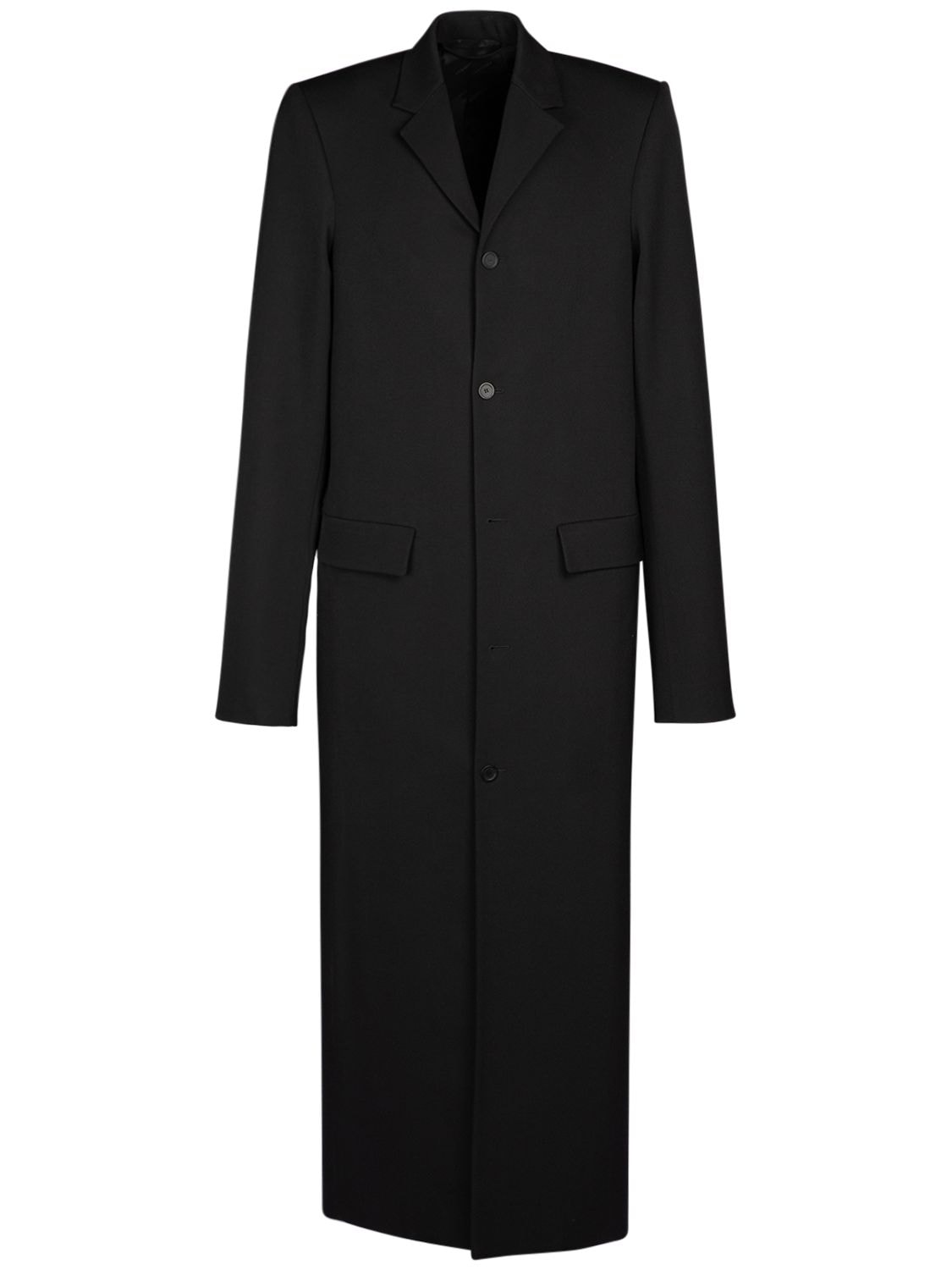 Balenciaga Wool Coat In Black