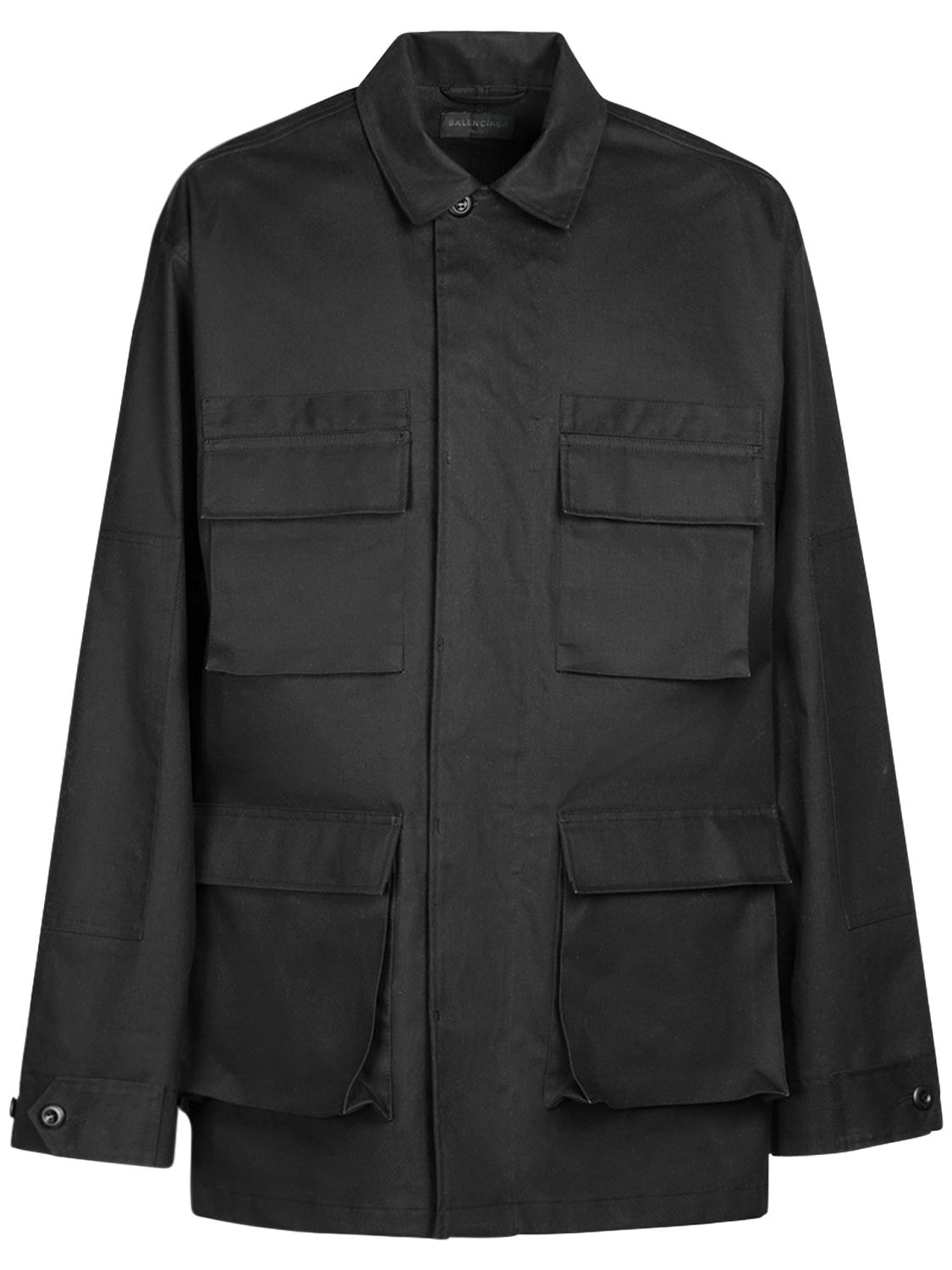 Shop Balenciaga Cotton Cargo Jacket In Black