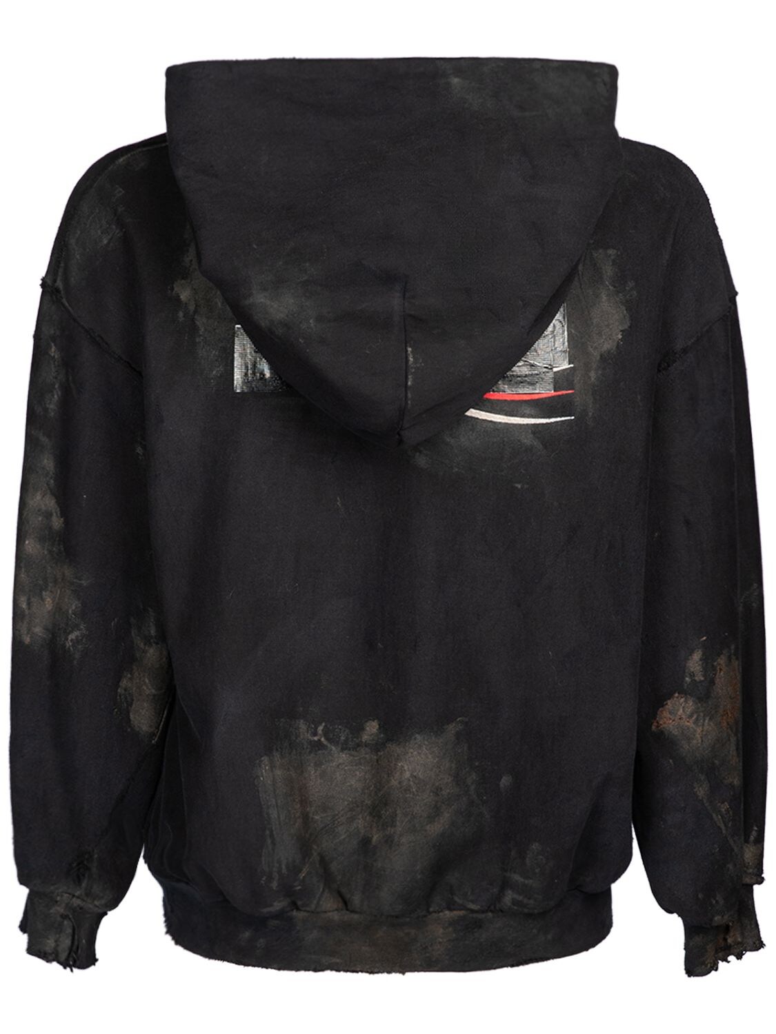 Shop Balenciaga Vintage Effect Cotton Sweatshirt Hoodie In Black,red,white