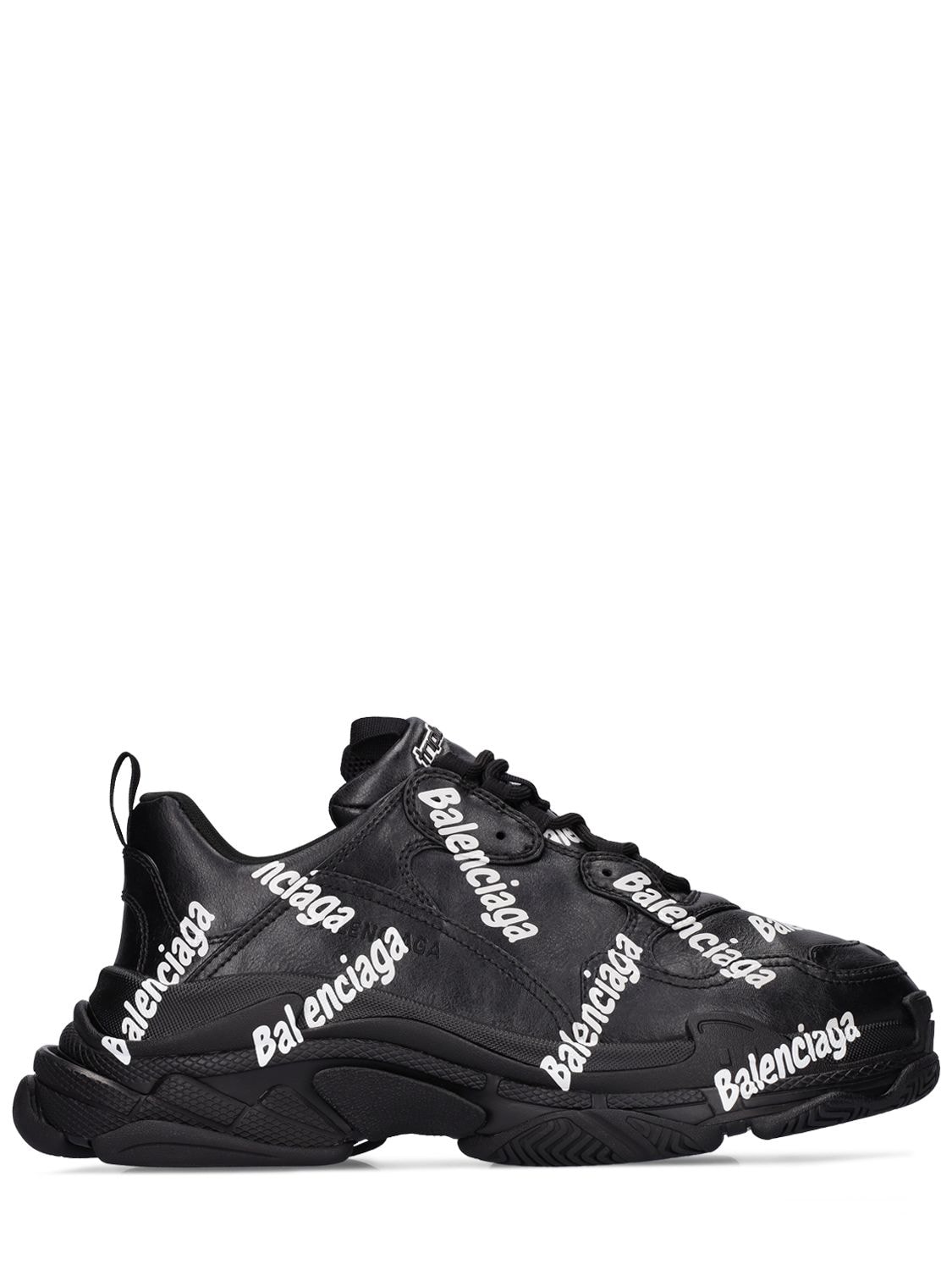Shop Balenciaga Triple S Sneakers In Black,white
