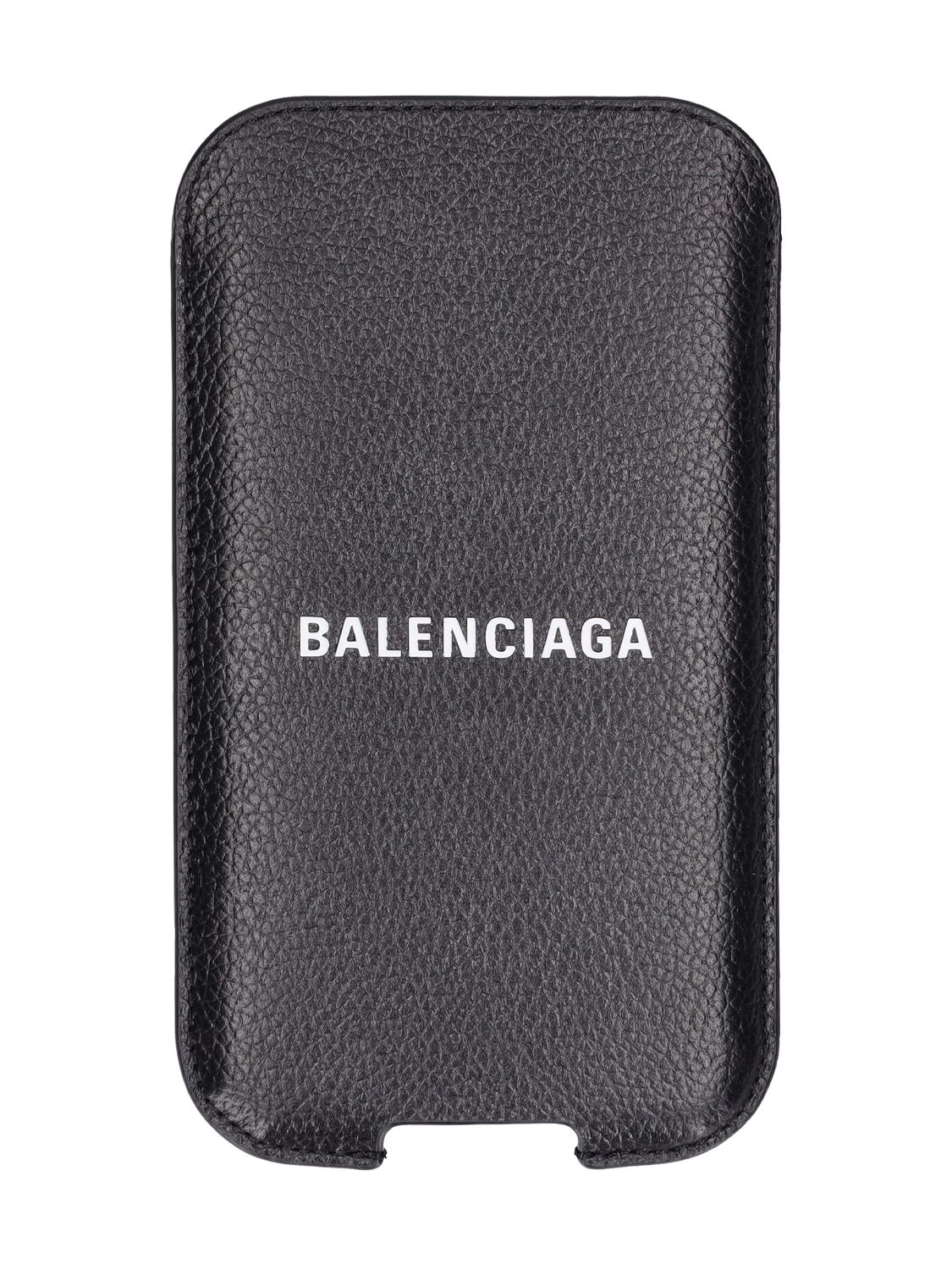 Shop Balenciaga Leather Cash And Card Holder In 블랙,화이트