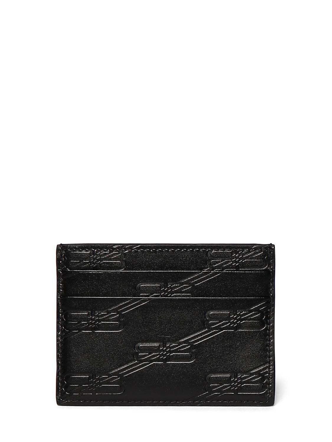 Shop Balenciaga Bb Monogram Embossed Card Holder In Black