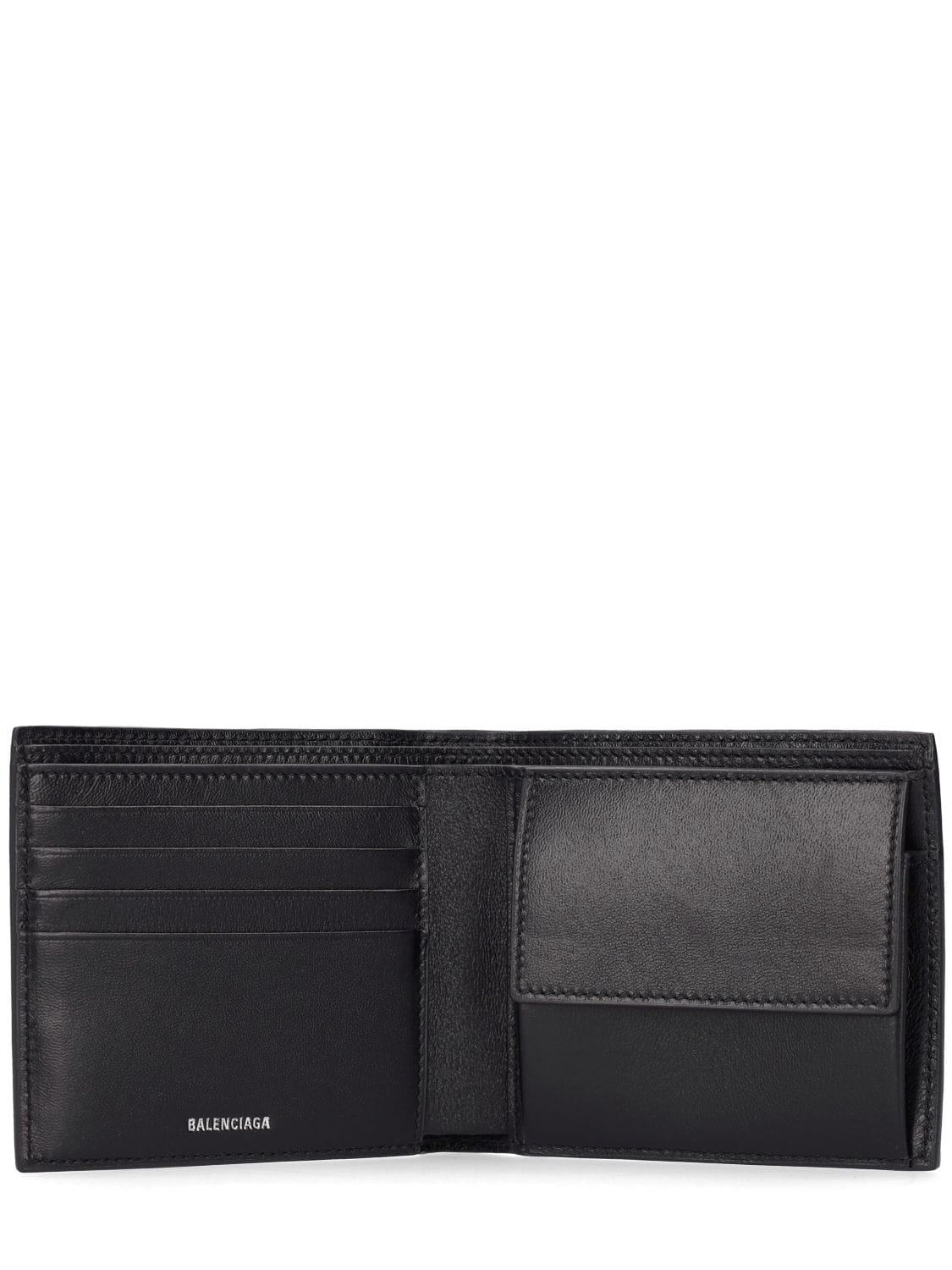 Shop Balenciaga Bb Embossed Leather Wallet In Black