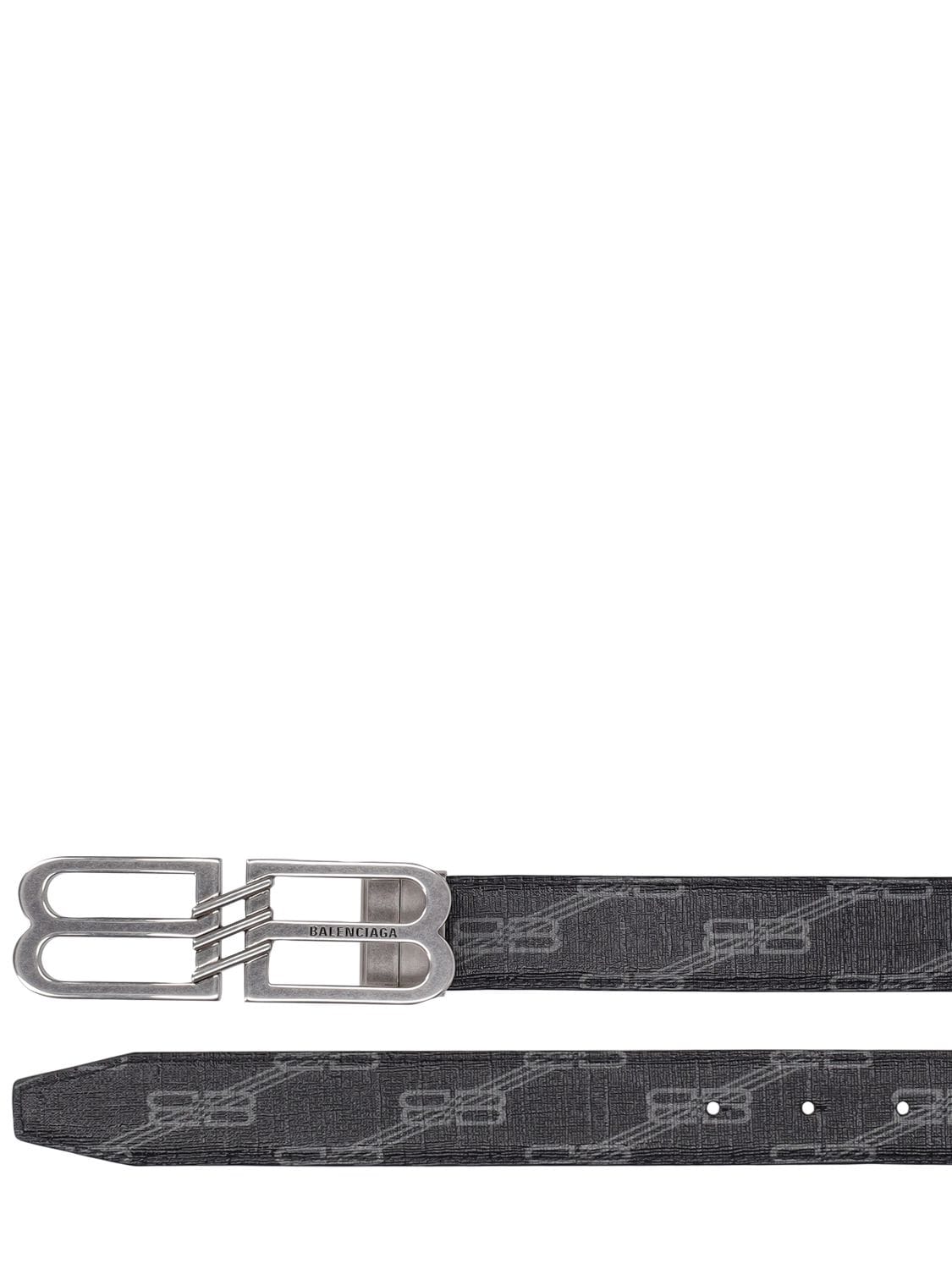 Shop Balenciaga 30mm Reversible Monogram Belt In 블랙,그레이