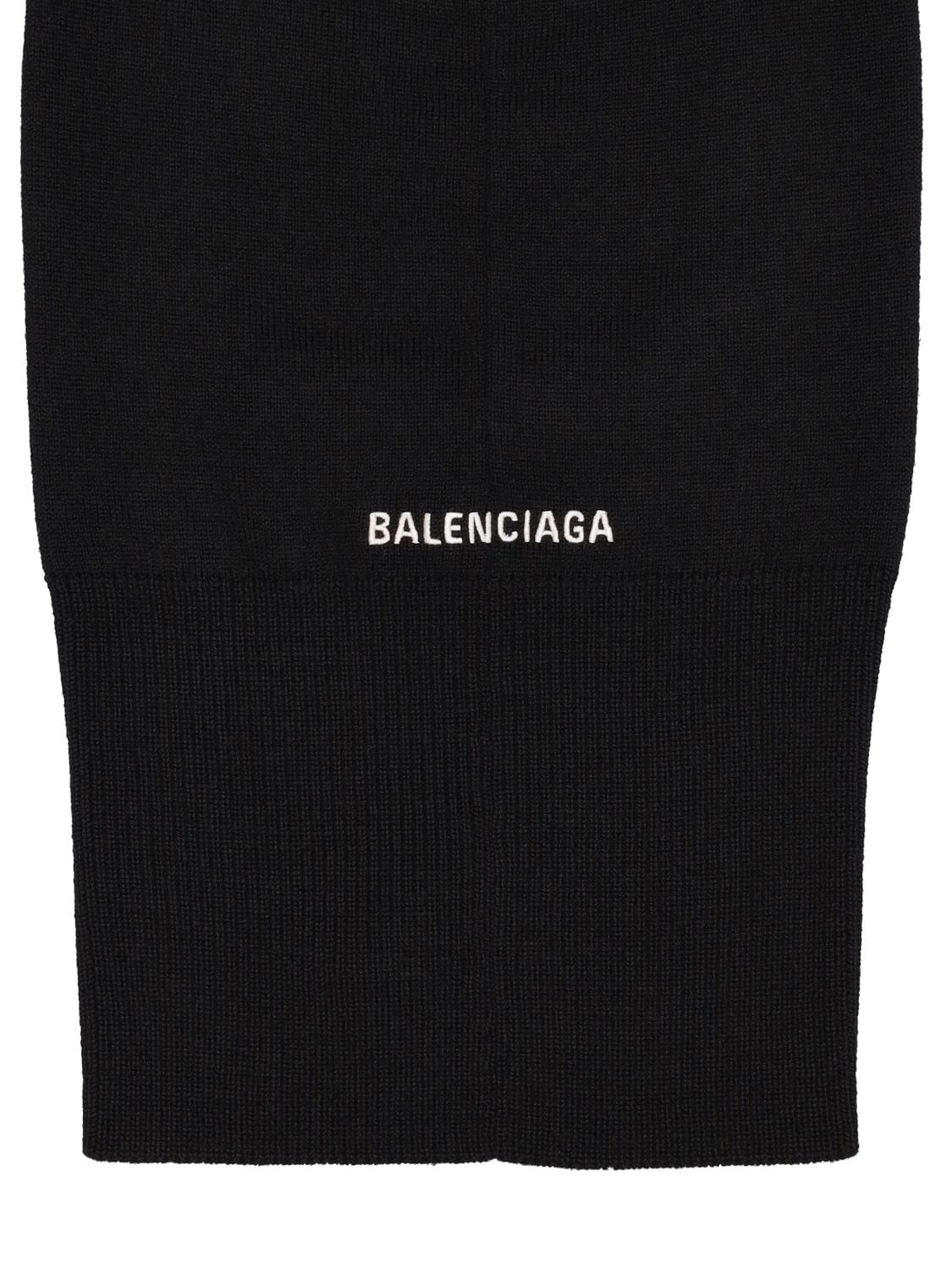 Shop Balenciaga Wool Knit Balaclava In Black,white