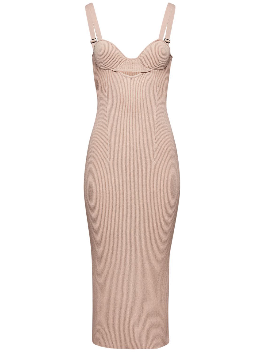 Magda Butrym Rib Knit Viscose Blend Midi Dress In Pink