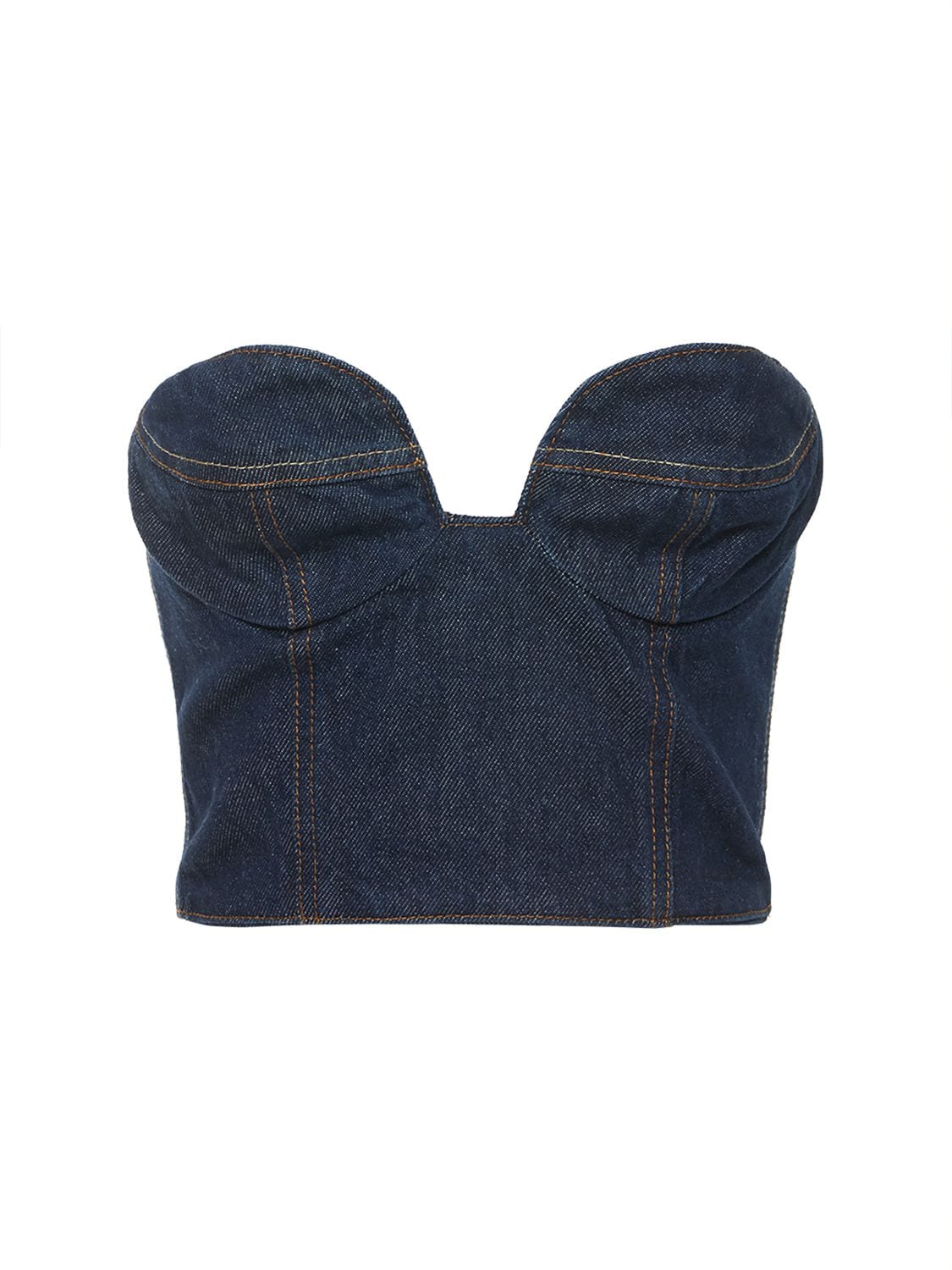 Image of Cropped Cotton Denim Corset Top