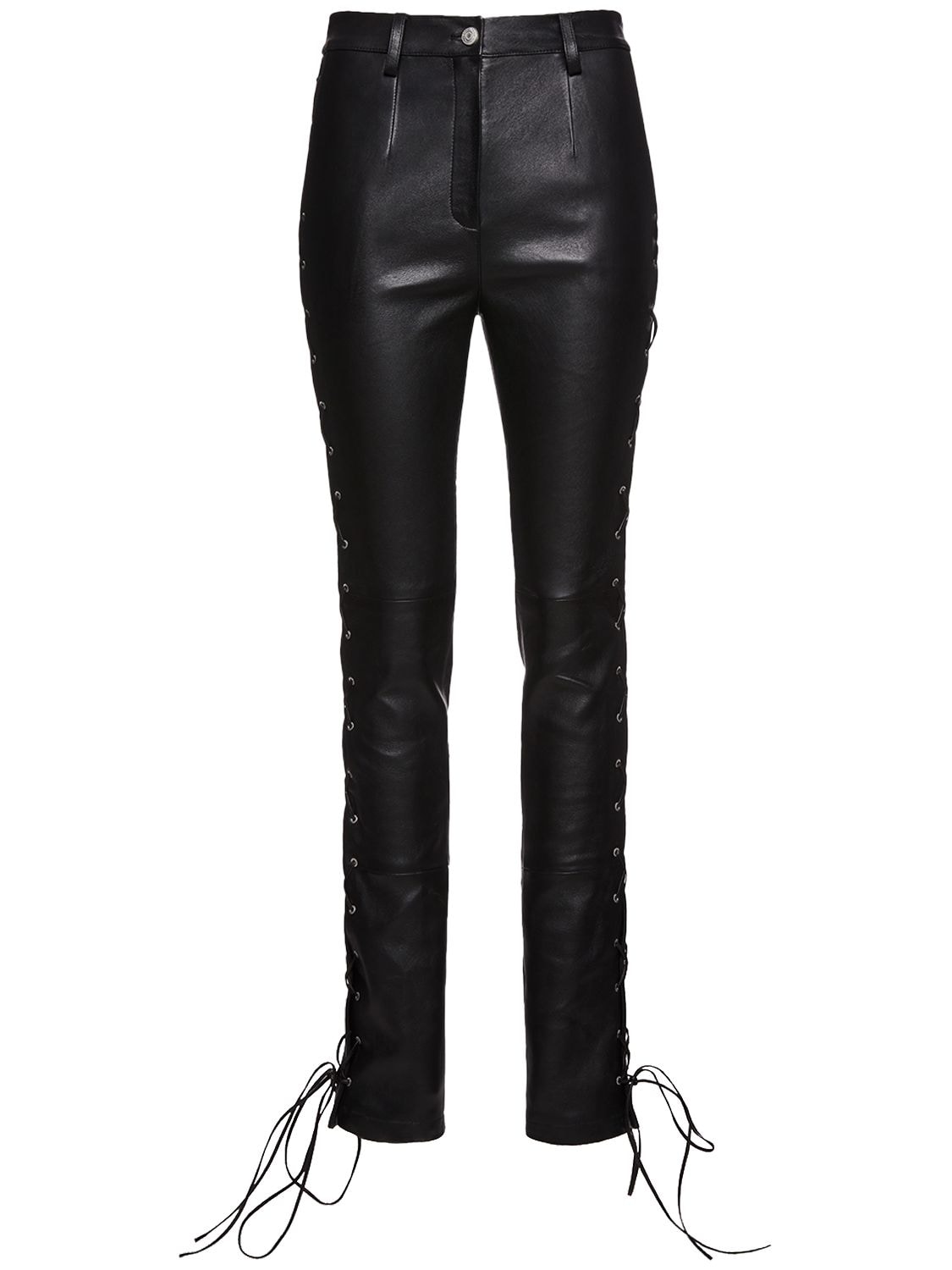 MAGDA BUTRYM HIGH RISE LEATHER LACE-UP PANTS