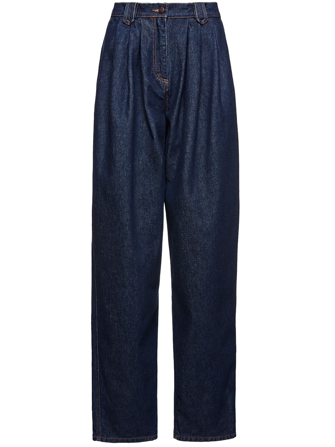 Shop Magda Butrym High Rise Cotton Denim Baggy Jeans