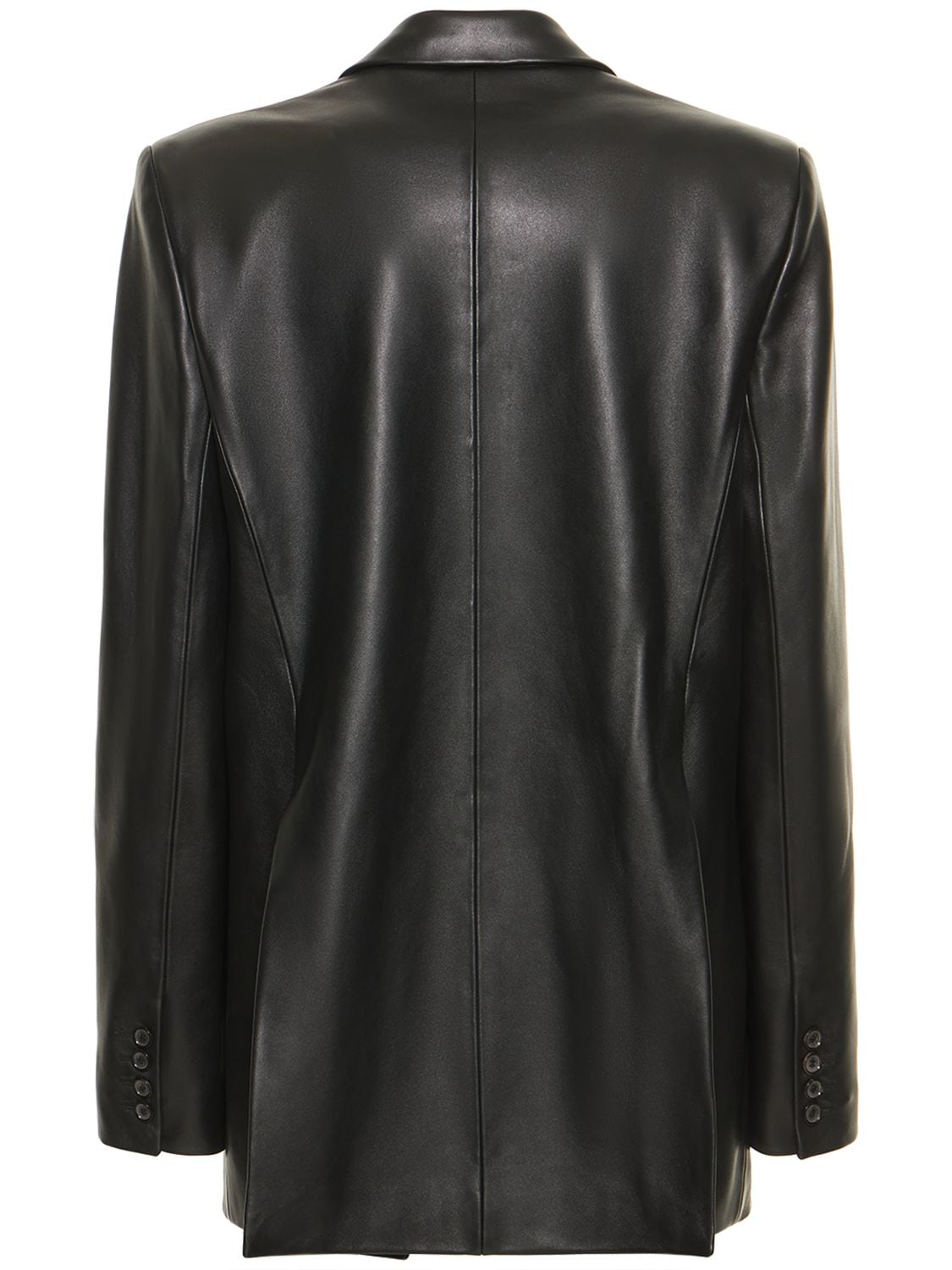 Shop Magda Butrym Oversize Tailored Leather Blazer In Black