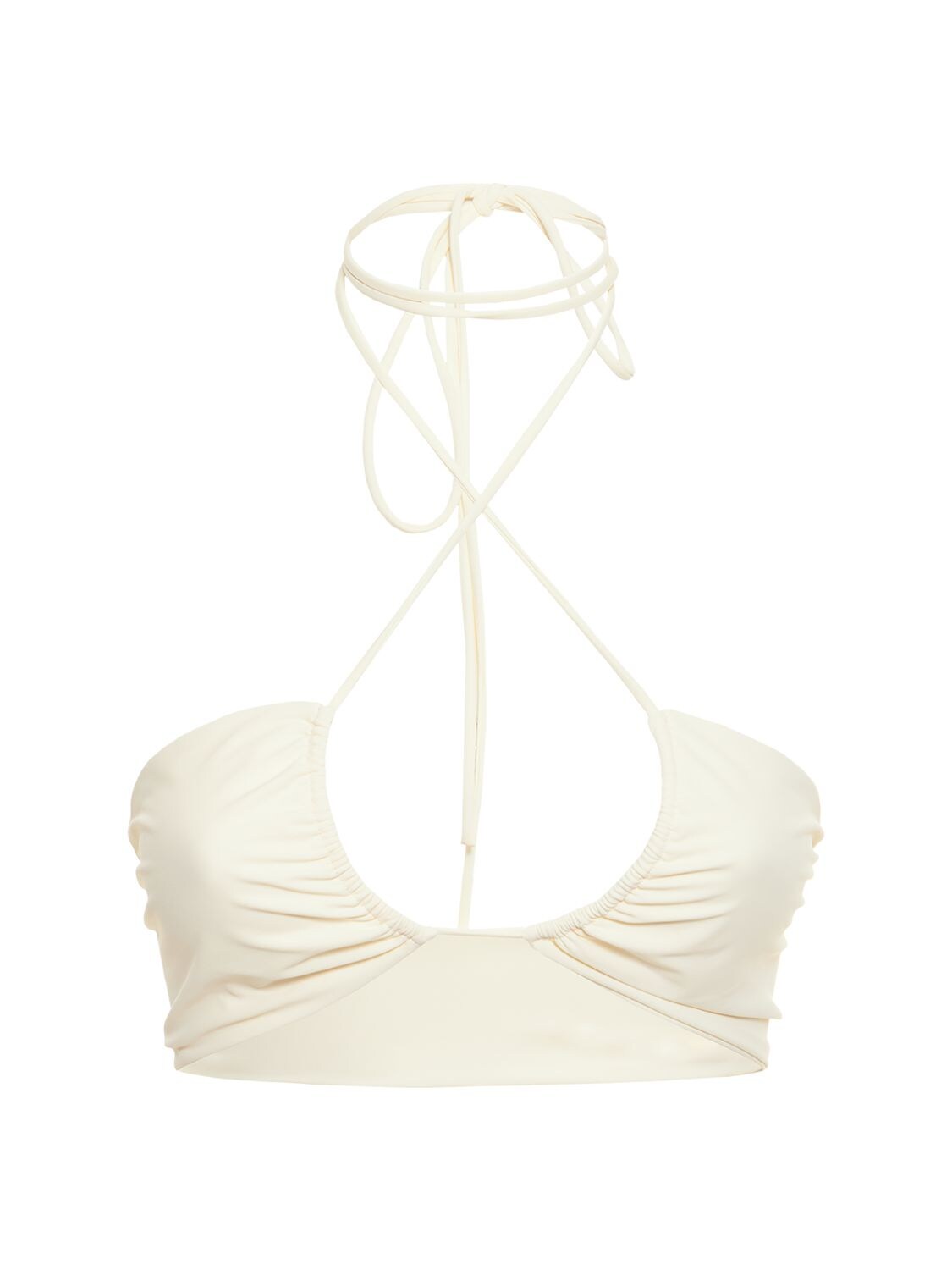 MAGDA BUTRYM CRISSCROSS BANDEAU JERSEY BIKINI TOP