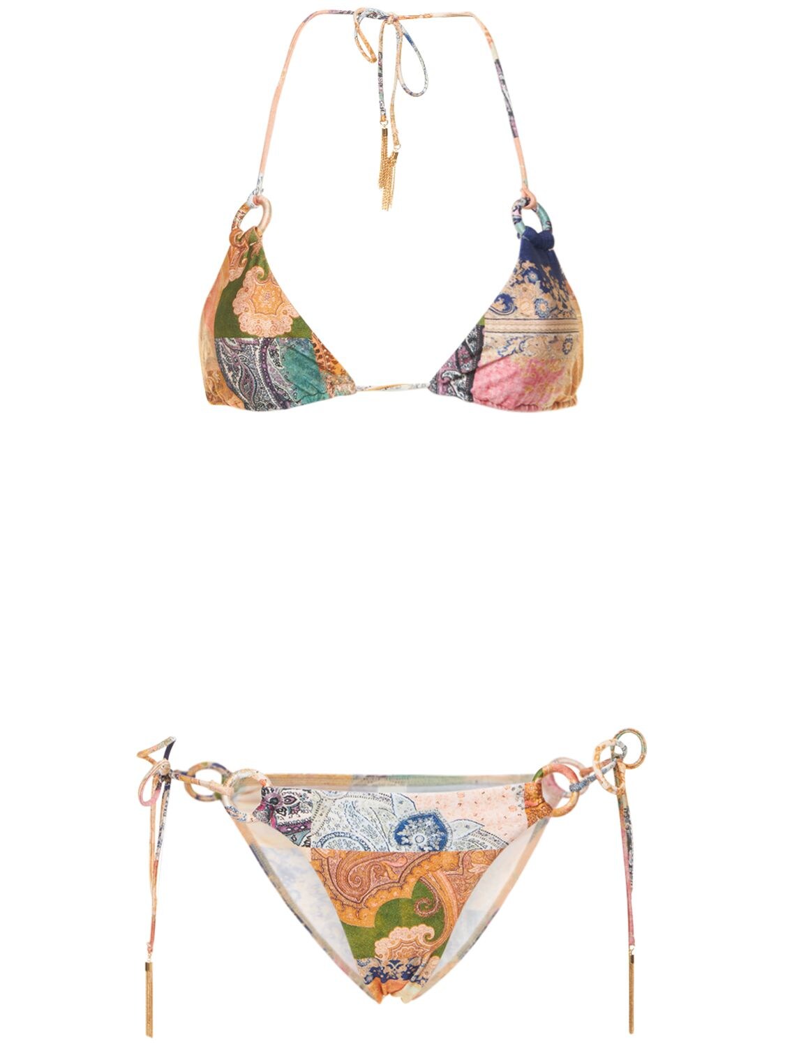 Zimmermann Anneke Ring Tie Triangle Bikini In Multicolor | ModeSens