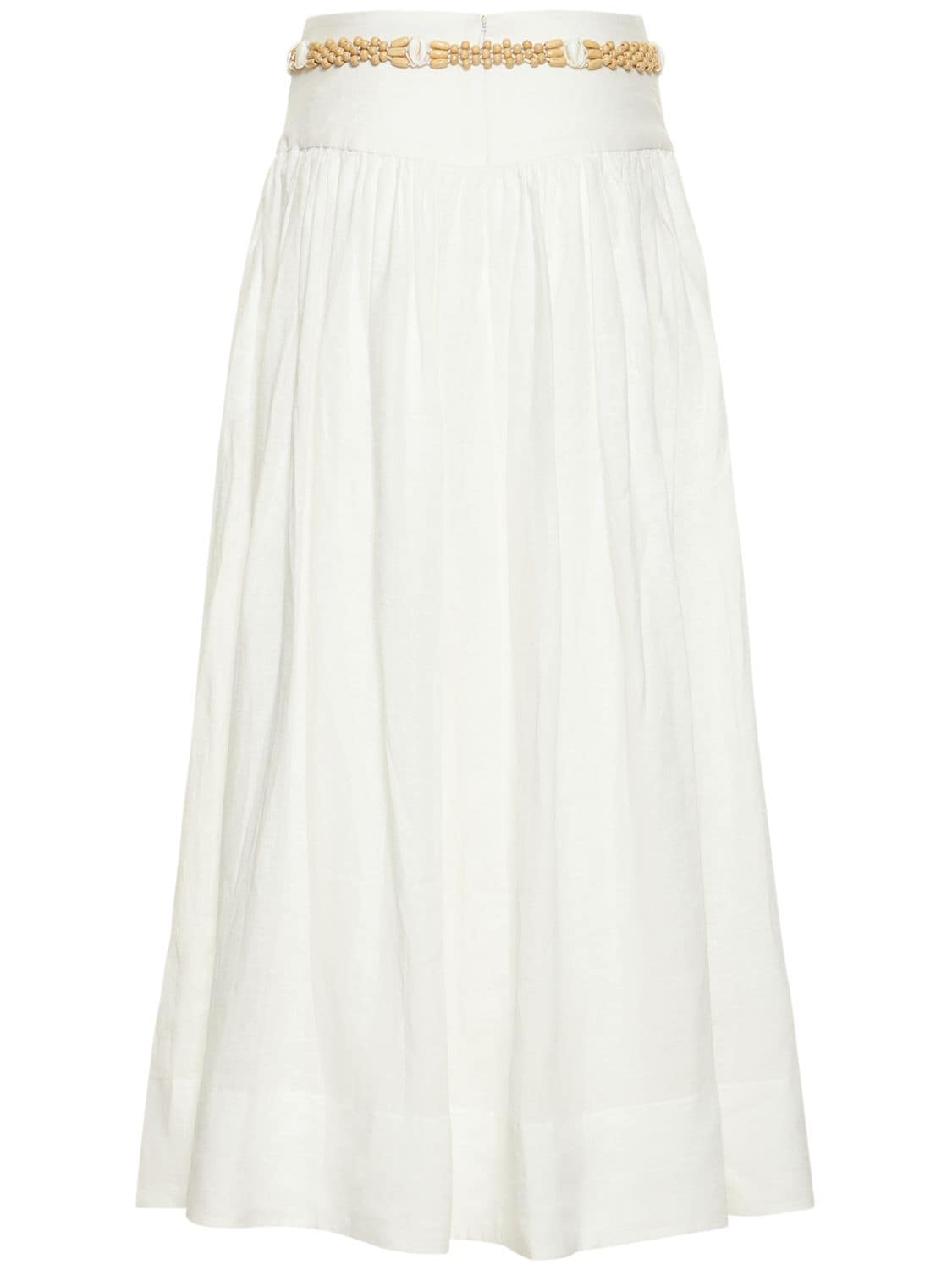Zimmermann Jeannie Basque Waist Linen Long Skirt In Ivory | ModeSens