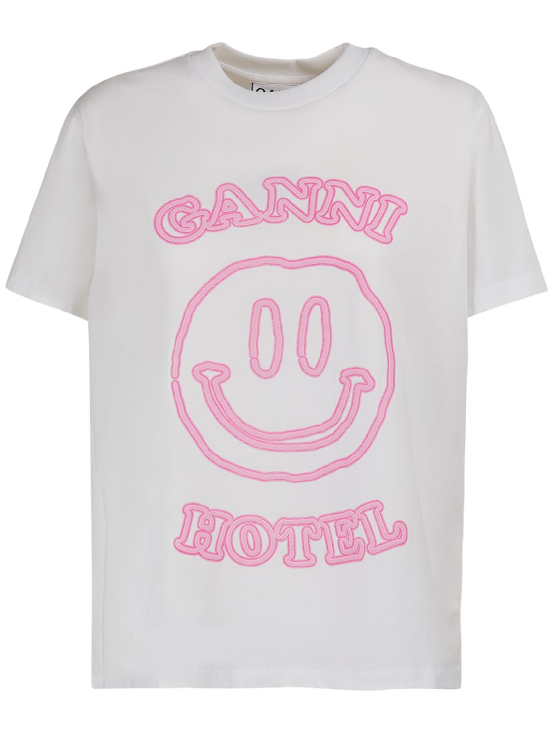 GANNI LOGO PRINTED ORGANIC COTTON T-SHIRT