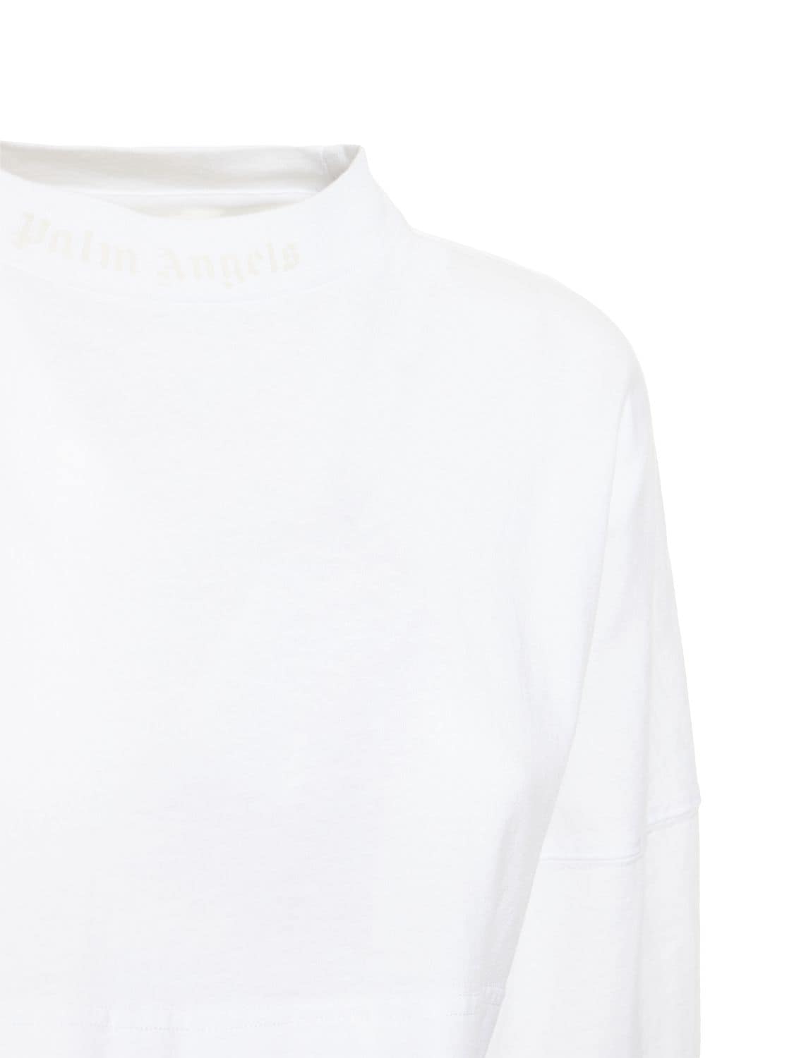 Shop Palm Angels Classic Logo Oversize Cropped T-shirt In White