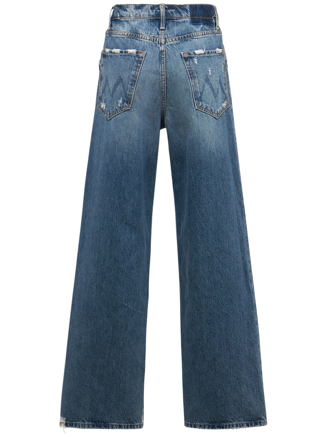 Shop Mother Spinner Skimp High Waisted Wide Jeans In Blue