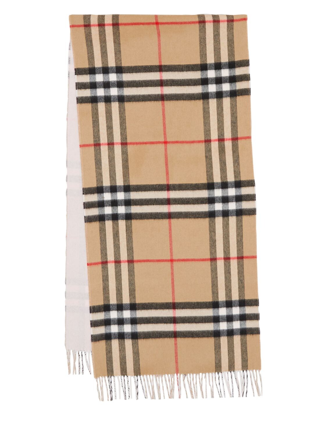 Reversible Solid/check Cashmere Scarf