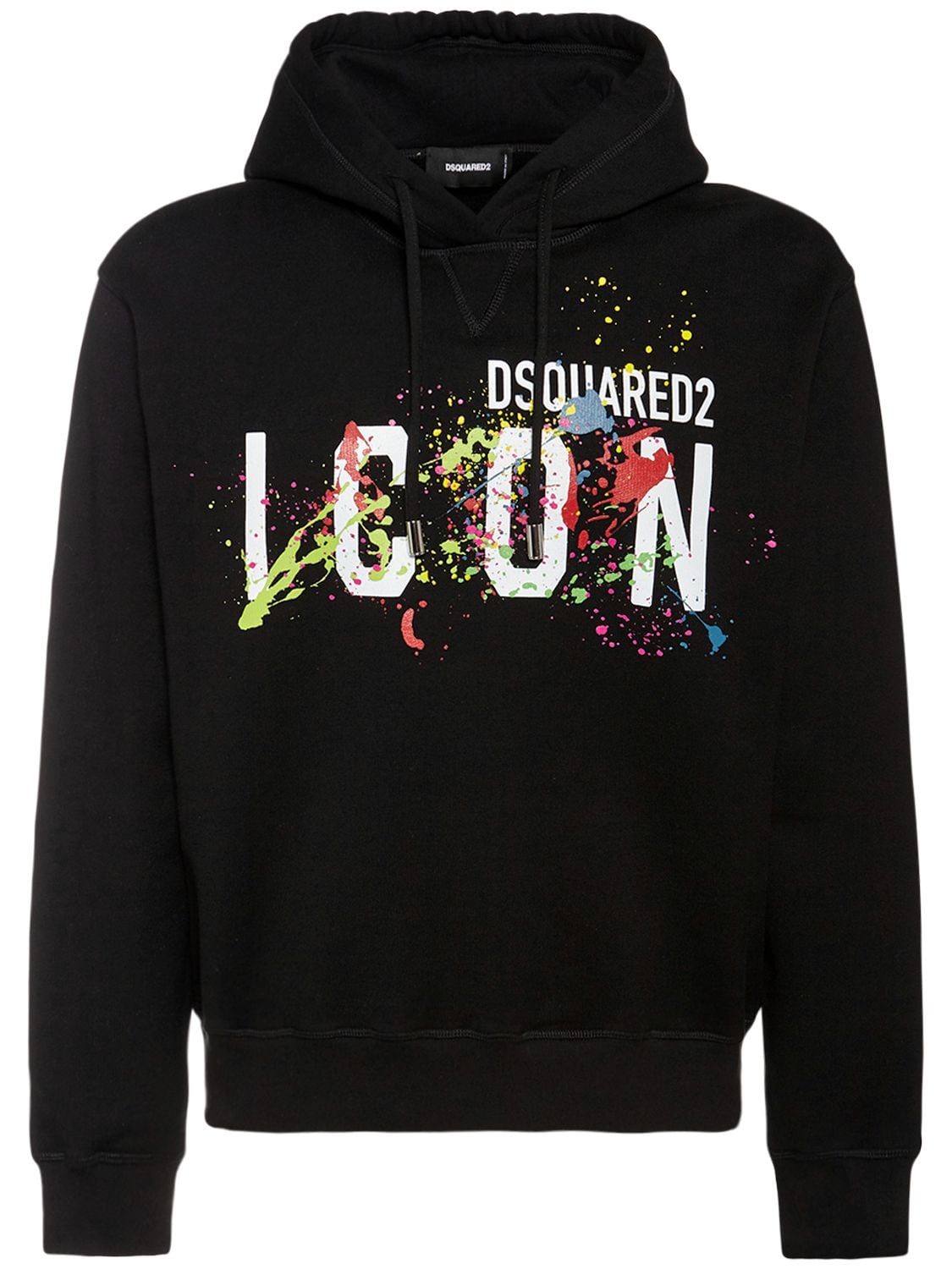 DSQUARED2 ICON SPLATTER COTTON JERSEY HOODIE