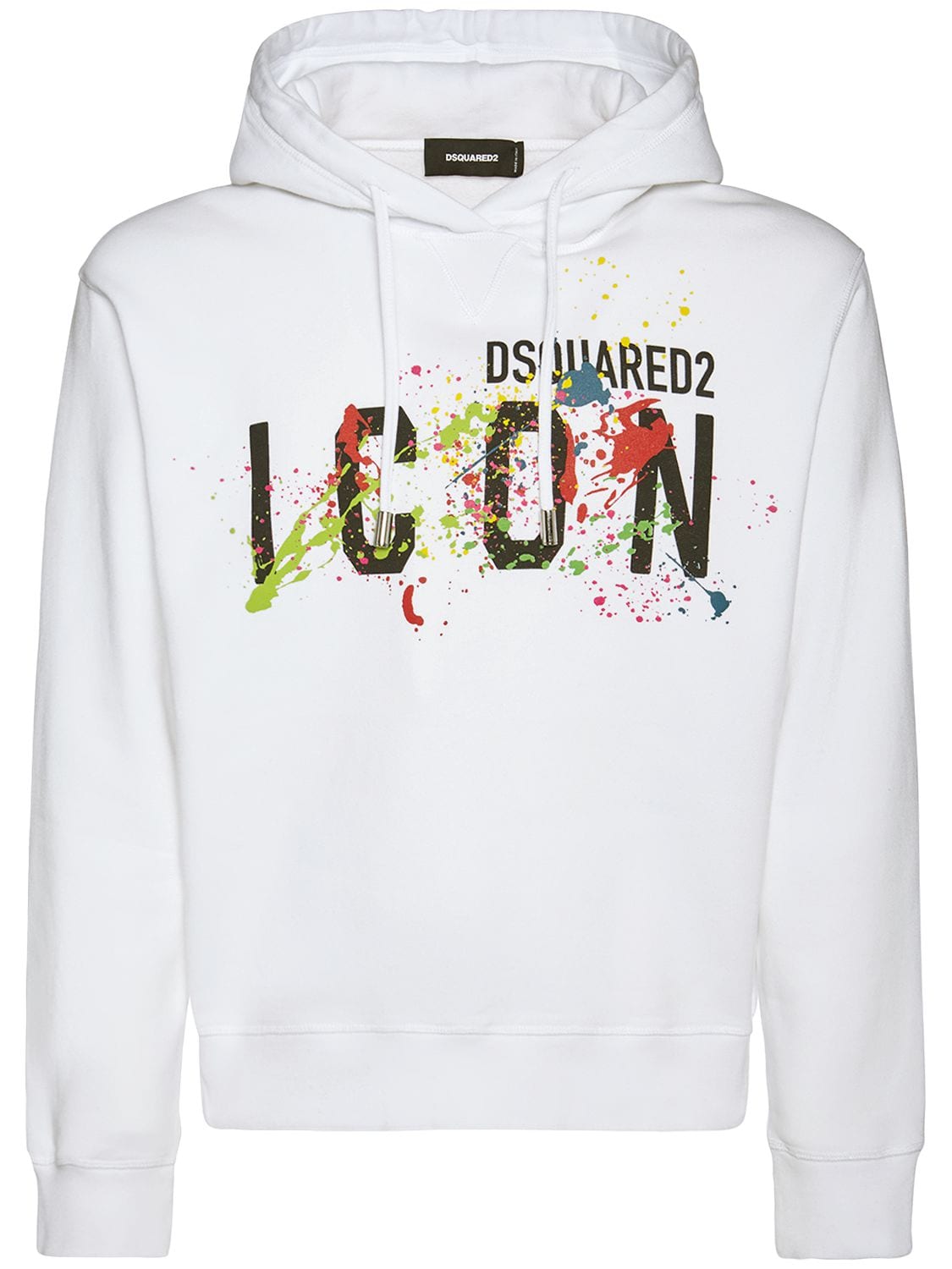 DSQUARED2 ICON SPLATTER COTTON JERSEY HOODIE