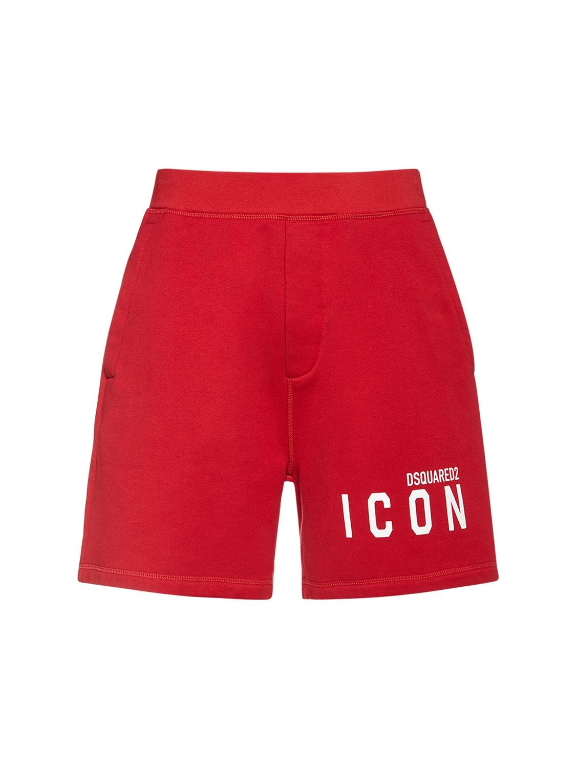 Dsquared2 Icon Print Cotton Jersey Sweat Shorts In Dark Red,white