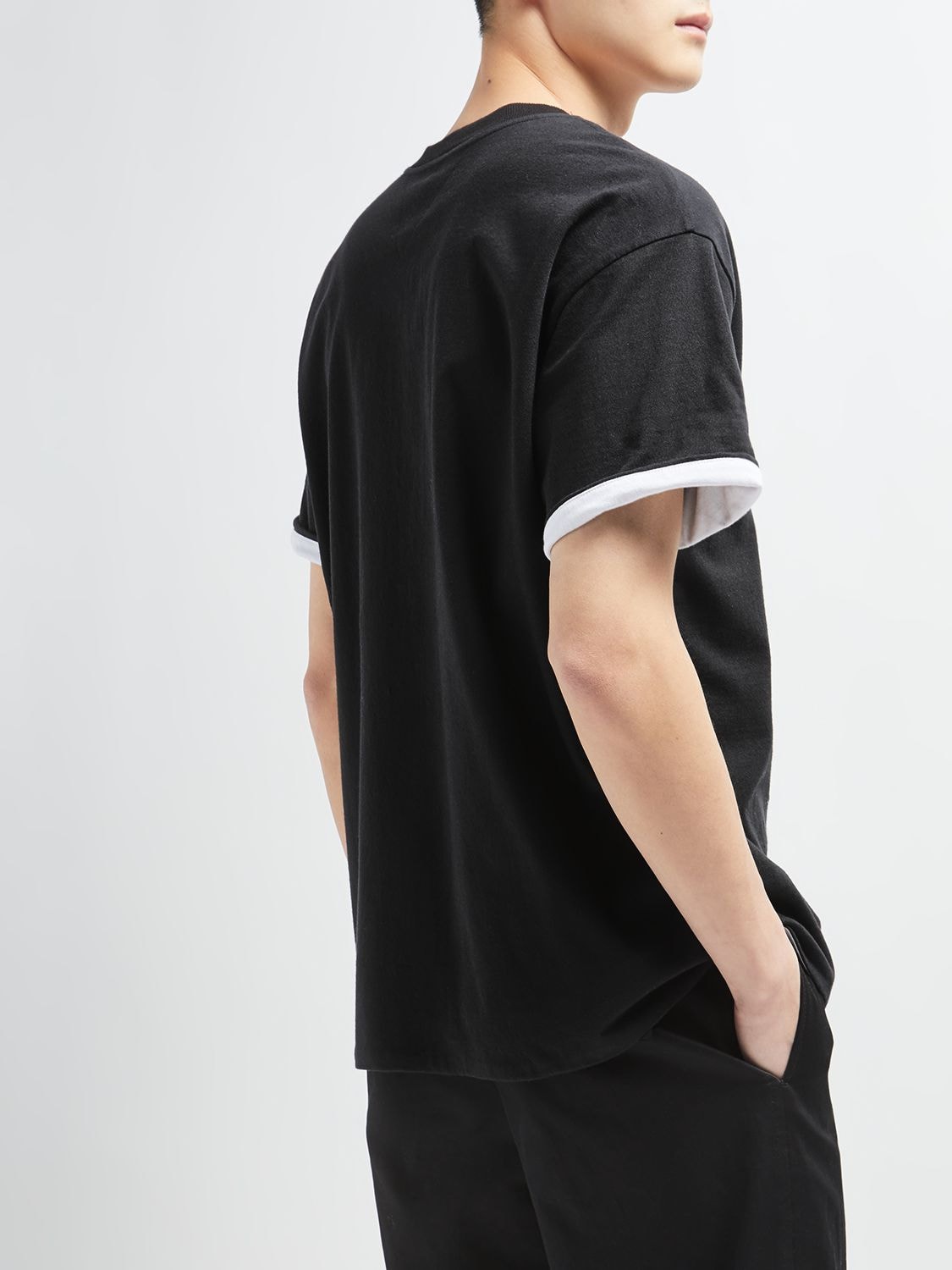 Shop Bottega Veneta Double Layer Cotton Jersey T-shirt In Black,white