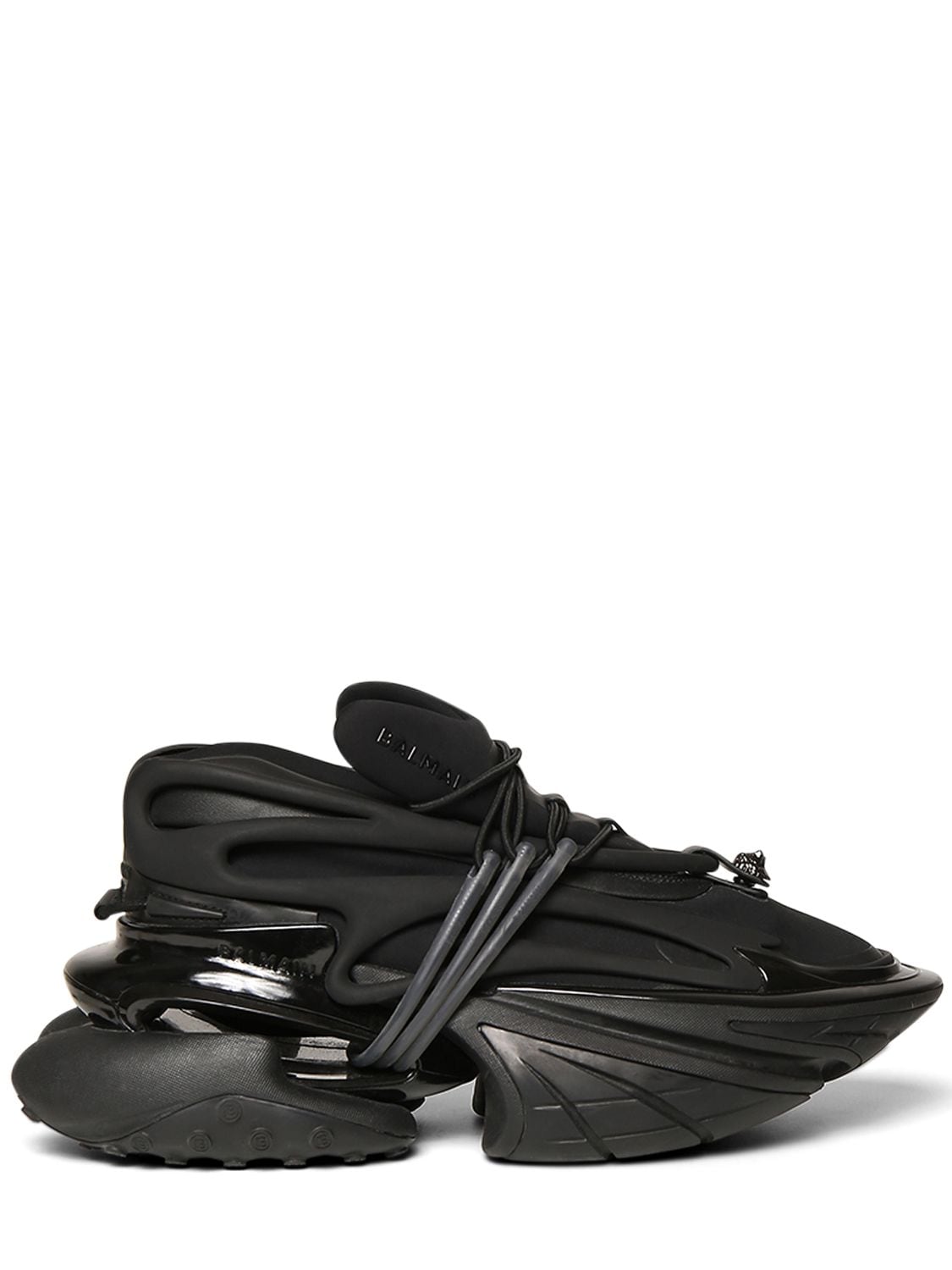 Shop Balmain Unicorn Neoprene & Calfskin Sneakers In Black