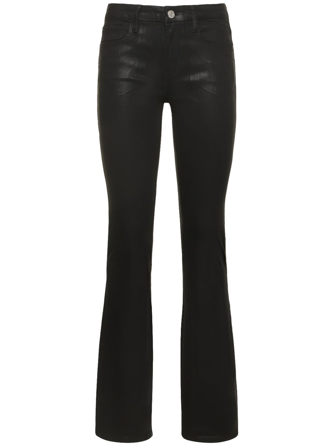 Frame Le Mini Boot Coated Jeans In Black ModeSens