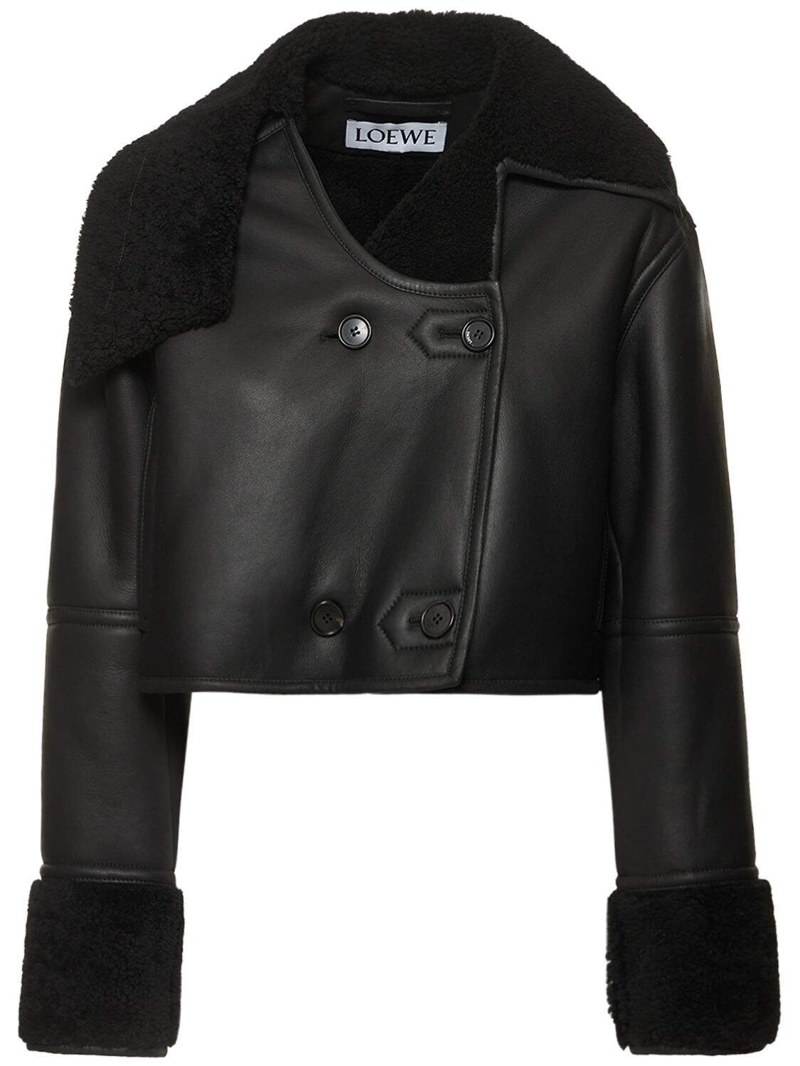 LOEWE SHEARLING DECONSTRUCTED CROPPED JACKET
