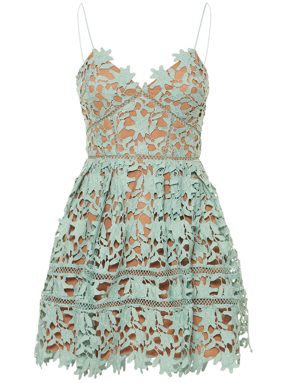 Self-portrait Azaelea Mint Guipure Lace Mini Dress In Green | ModeSens