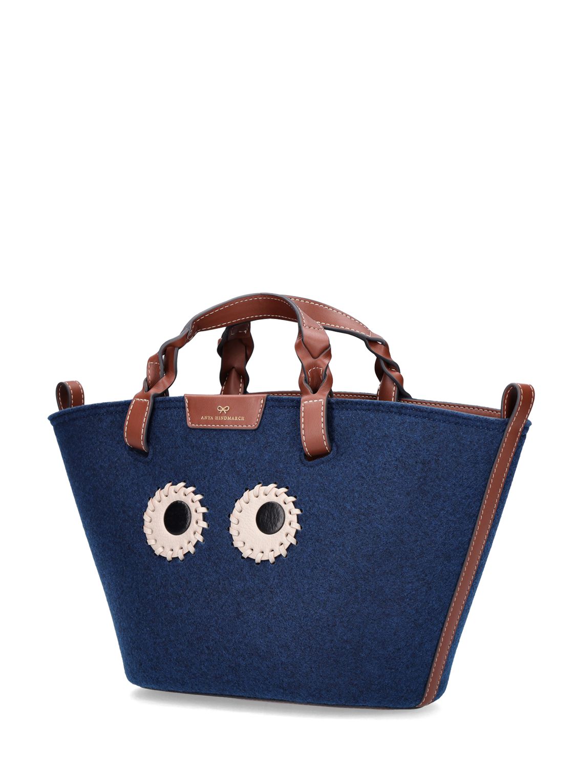 Anya Hindmarch Small Eyes Recycled Felt Tote Bag In Dark Petrol ModeSens