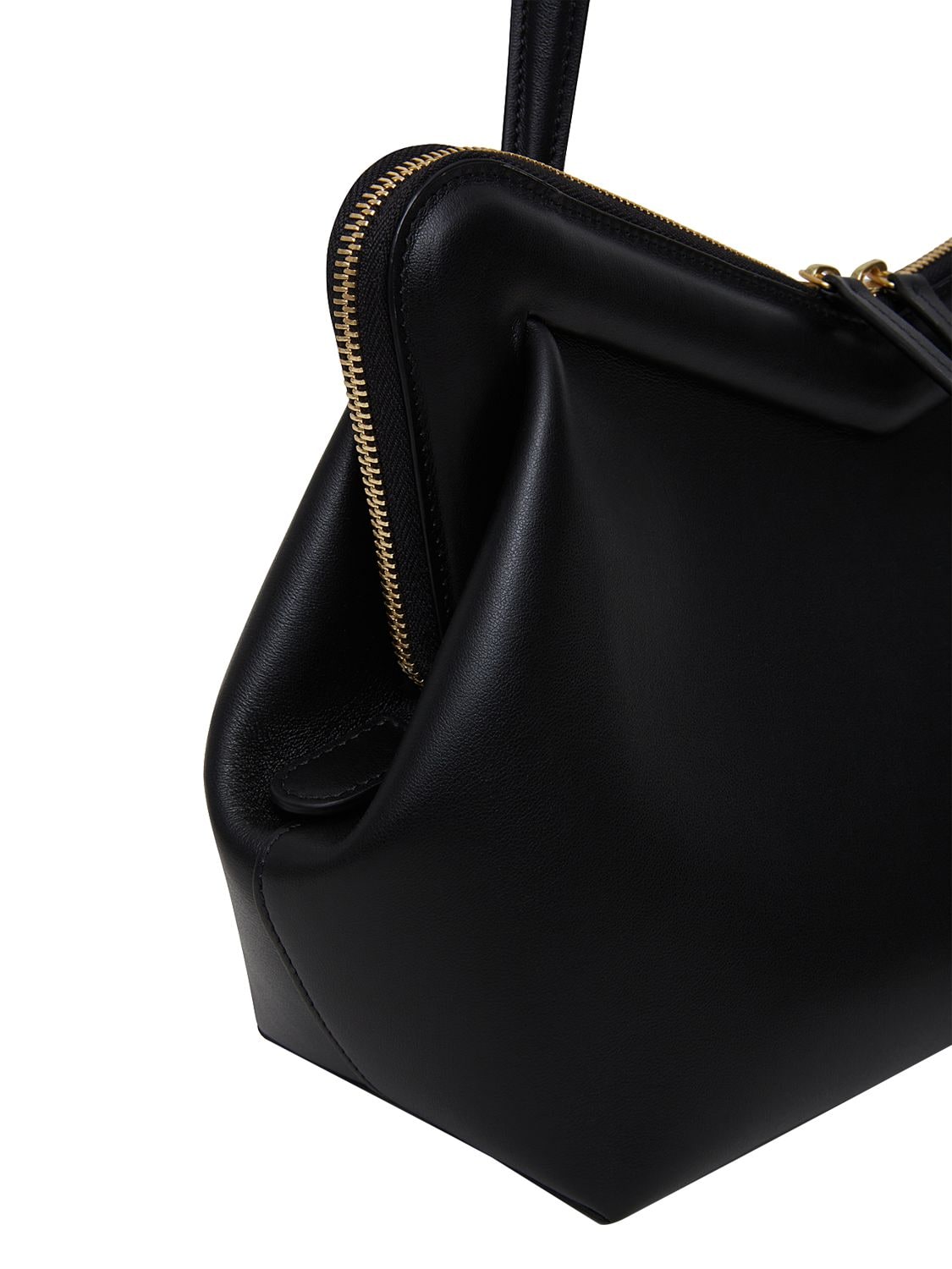 Shop Mansur Gavriel M Frame Smooth Leather Shoulder Bag In Black,flamma