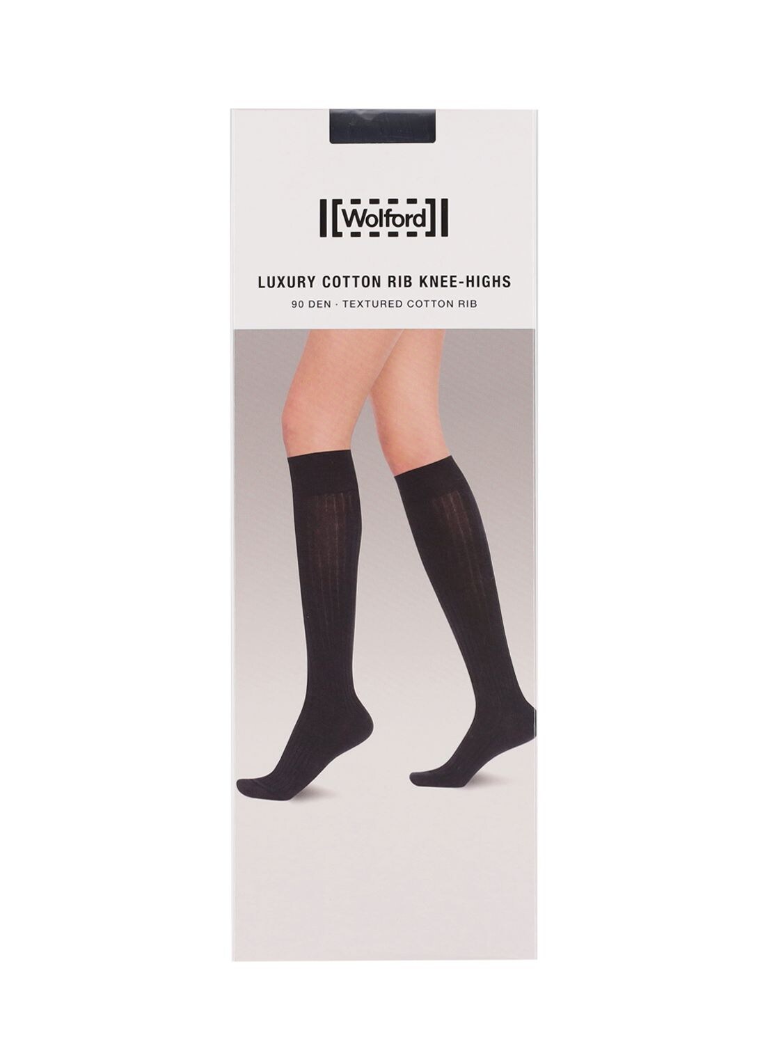 White Womens Hosiery Wolford Hosiery Wolford Luxury Ribbed Knee Socks in Black 