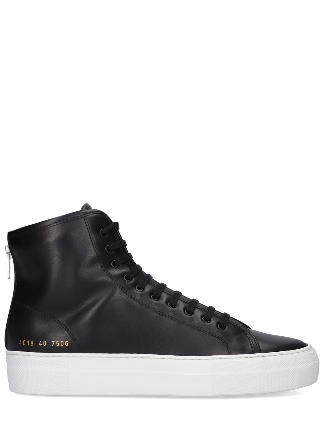 Common Projects Tournament Super High Leather Sneakers In Black,white