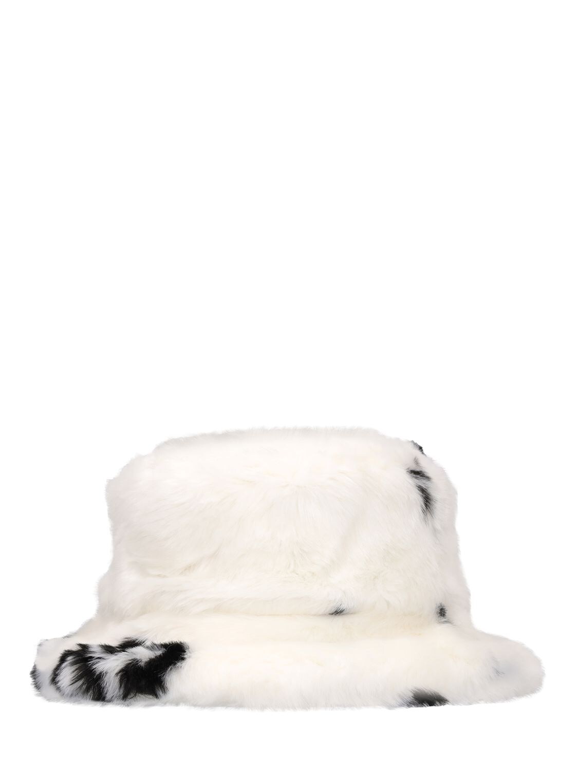 Gcds Faux Fur Fisherman Logo Bucket Hat In White,black