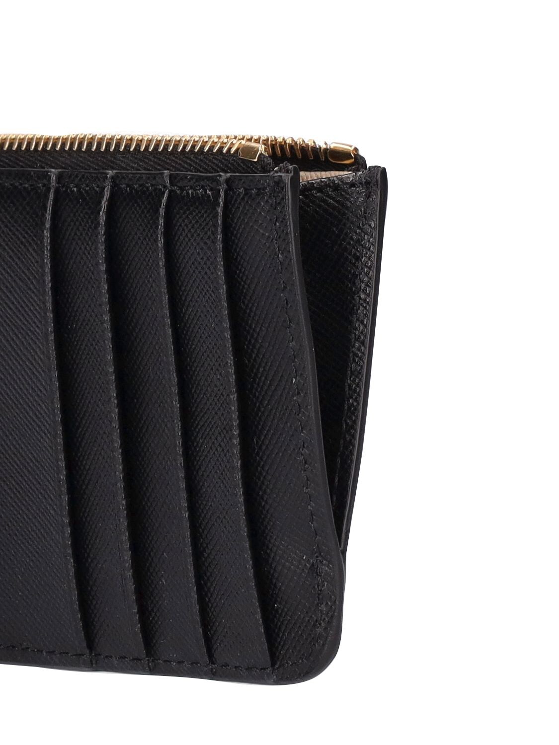 Shop Marni Trunk Saffiano Leather Card Holder W/zip In Black
