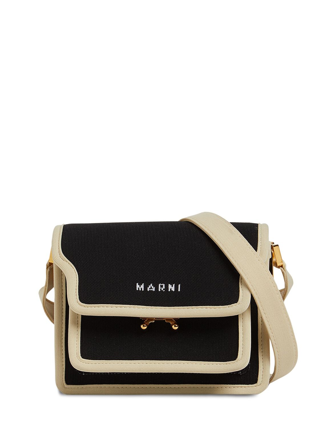 MARNI LOGO MINI TRUNK KNIT SHOULDER BAG