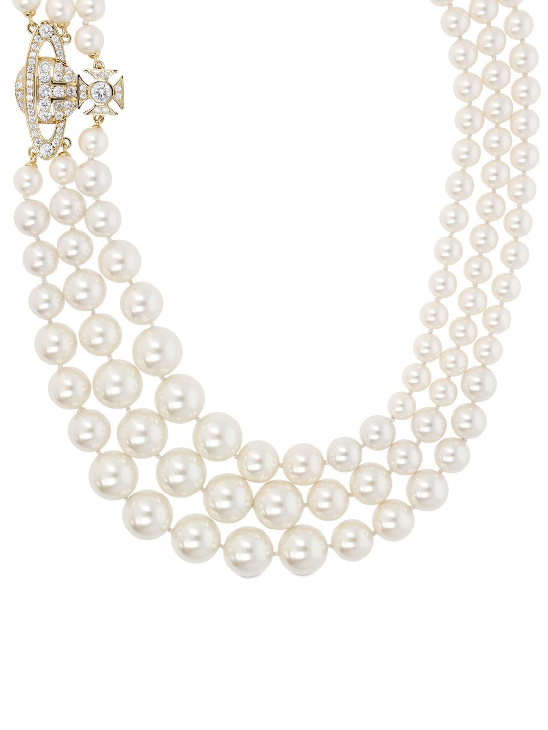 Shop Vivienne Westwood Graziella Imitation Pearl Necklace In Cream,gold