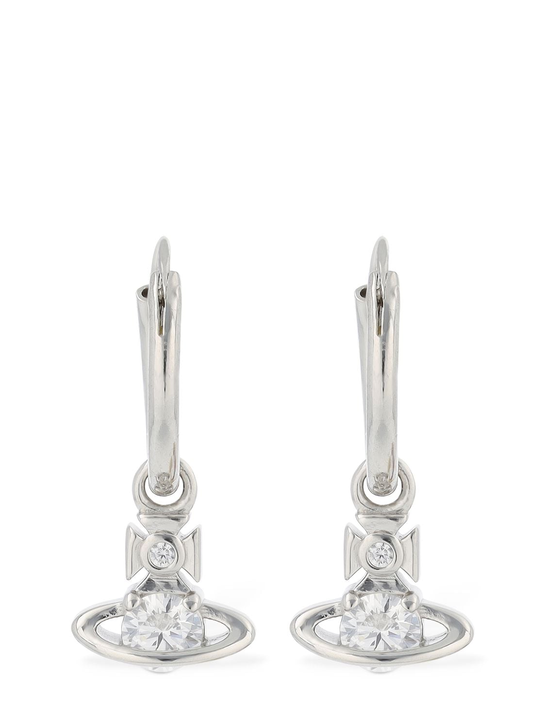 Vivienne Westwood Nina Spark Crystal Hoop Earrings In Silver