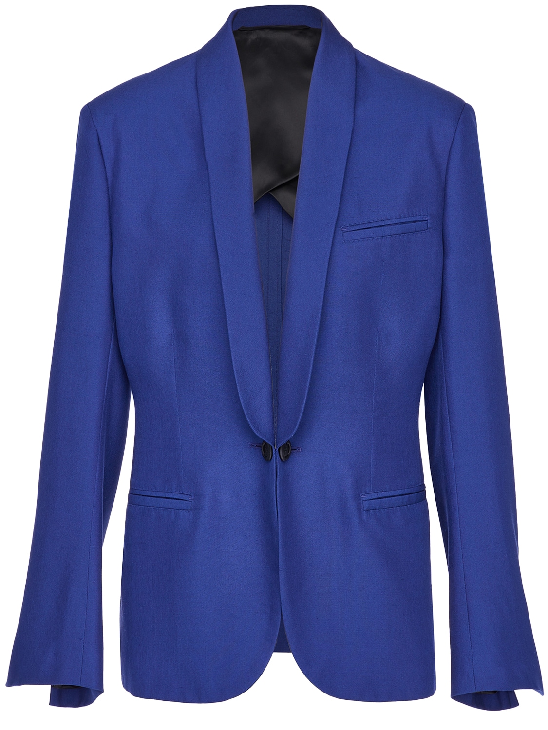 Ferragamo Silk Shantung Twin Button Blazer In Blau