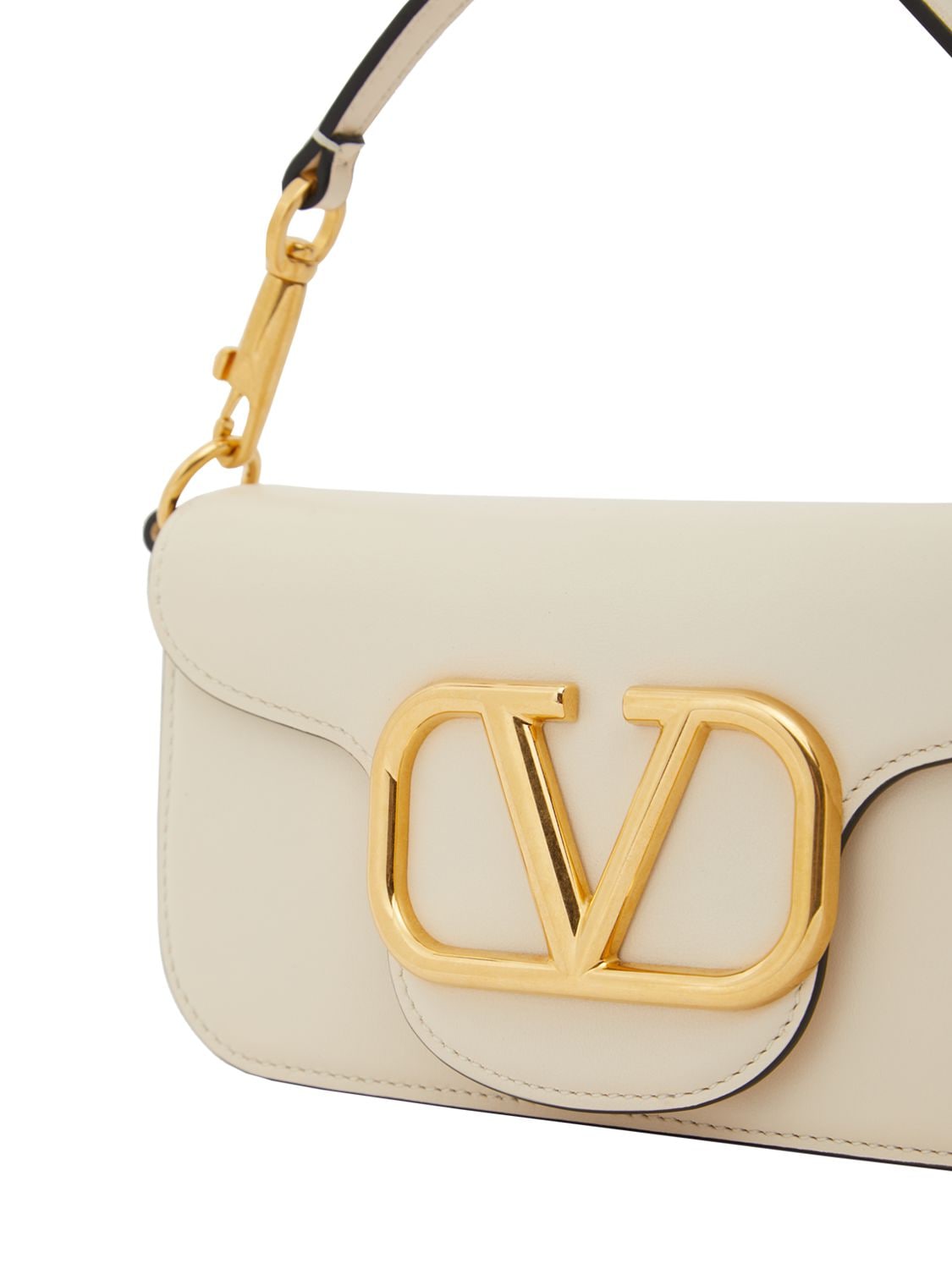 Shop Valentino Small Locò Leather Shoulder Bag In Light Ivory
