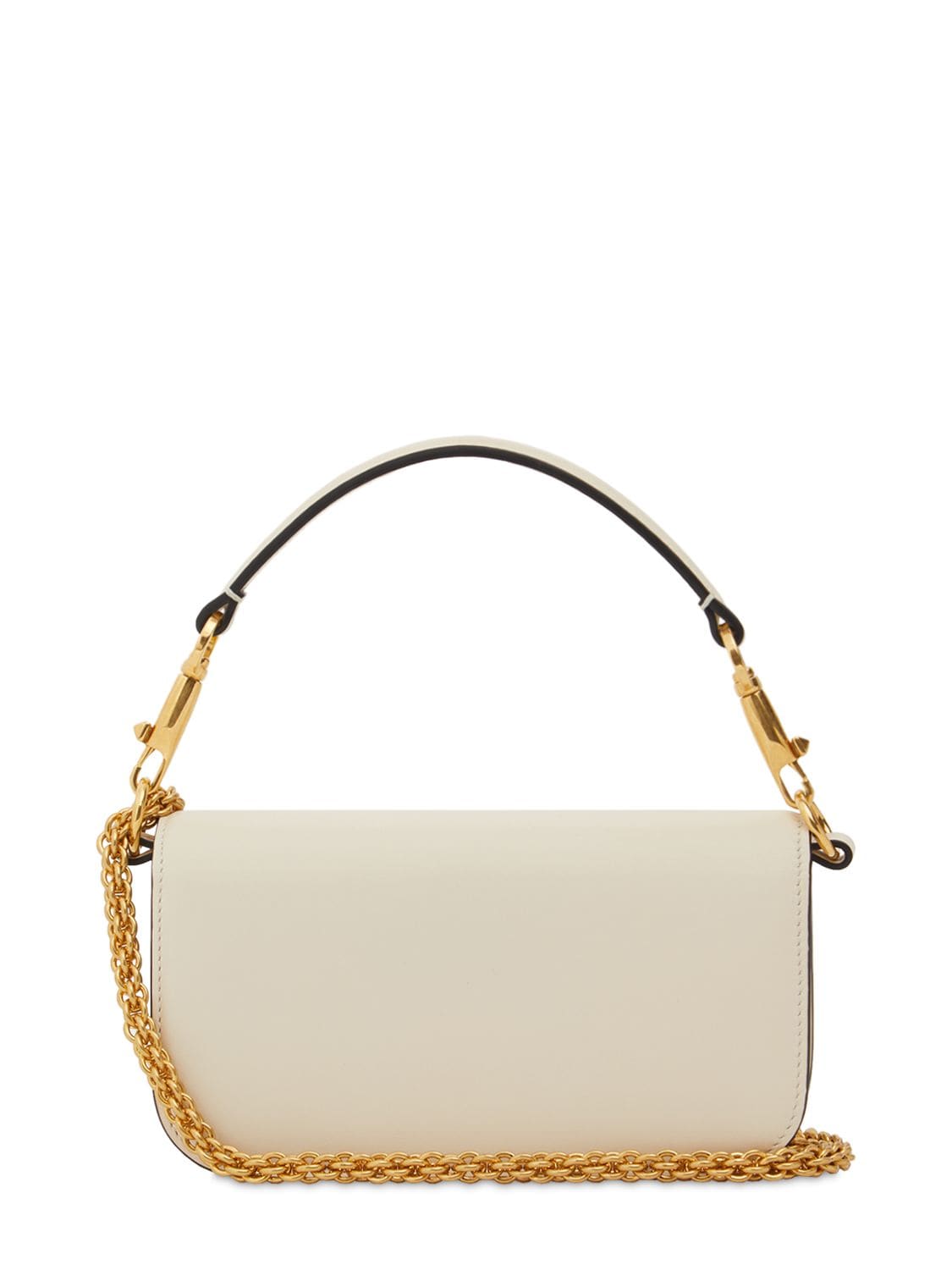 Shop Valentino Small Locò Leather Top Handle Bag In Light Ivory