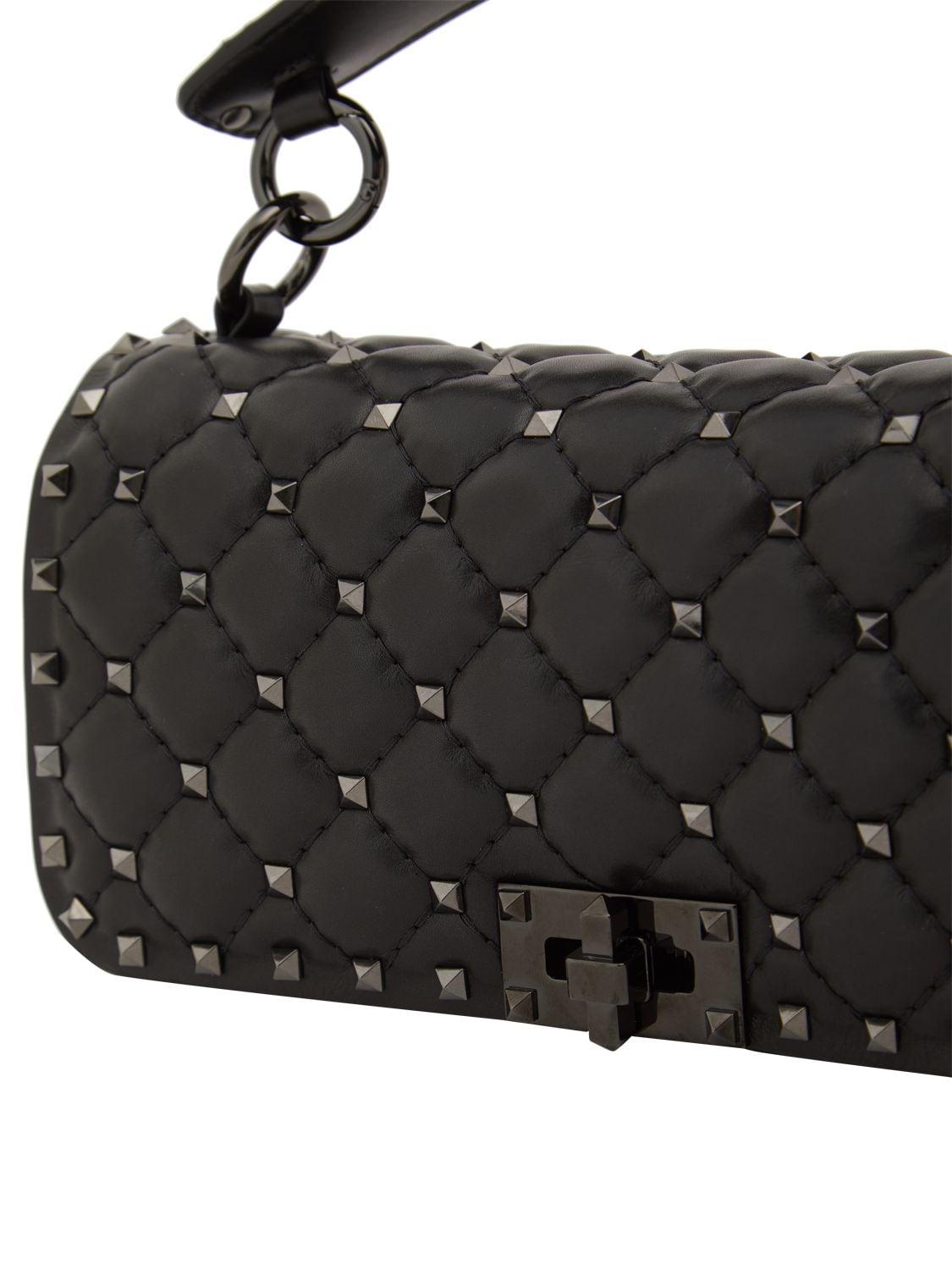 Shop Valentino Rockstud Spike Leather Shoulder Bag In Black