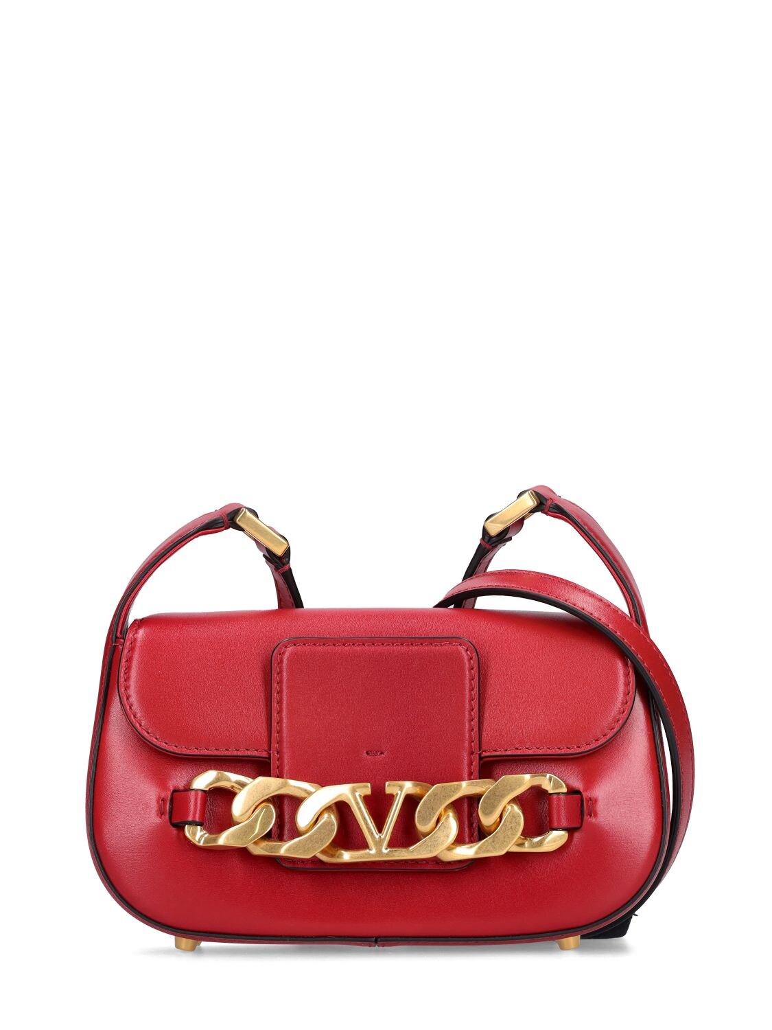 VALENTINO GARAVANI Small V Logo Chain Leather Shoulder Bag