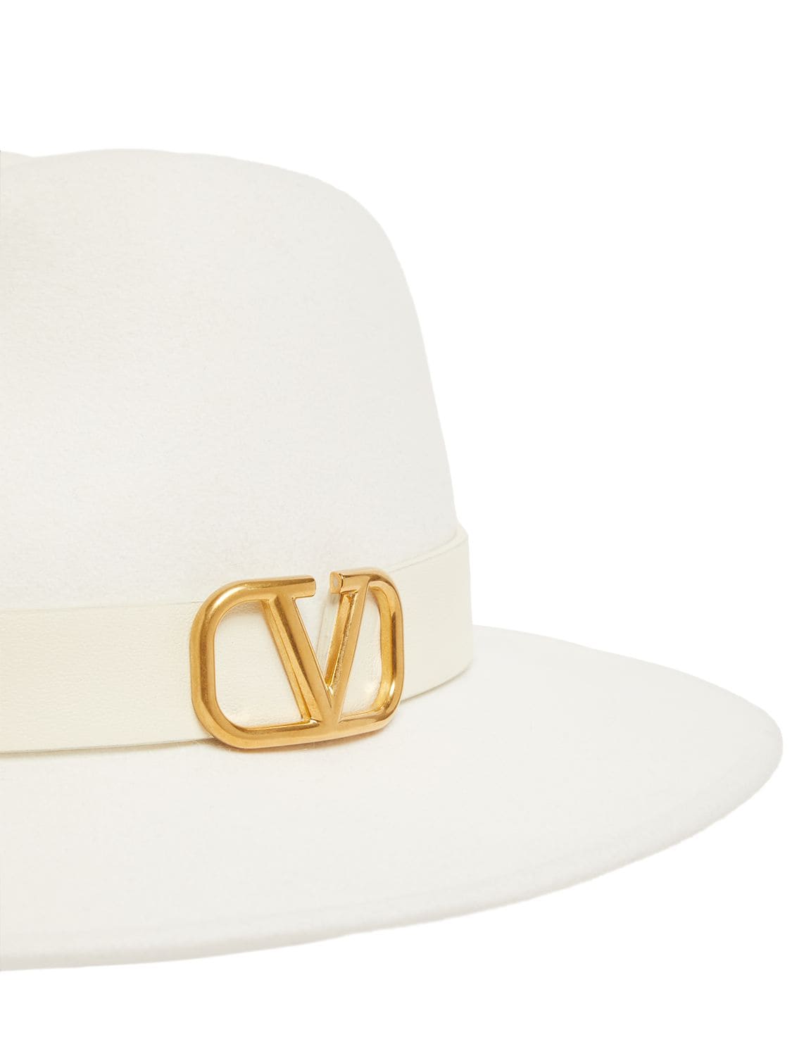 Shop Valentino V Logo Signature Fedora Hat In White,ivory